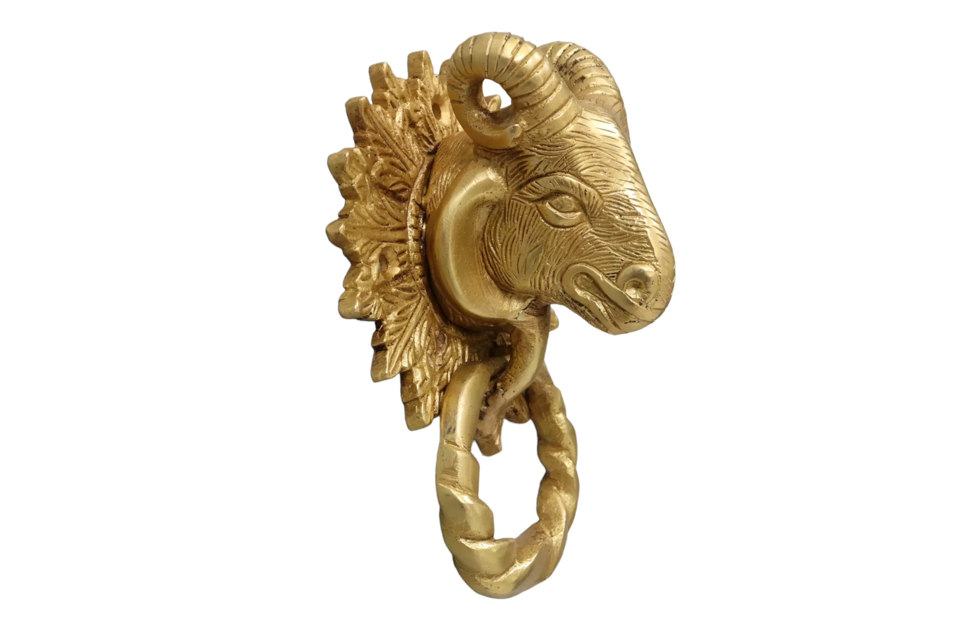 Brass Ram's Head Door Knocker - Interesting Things - Gold