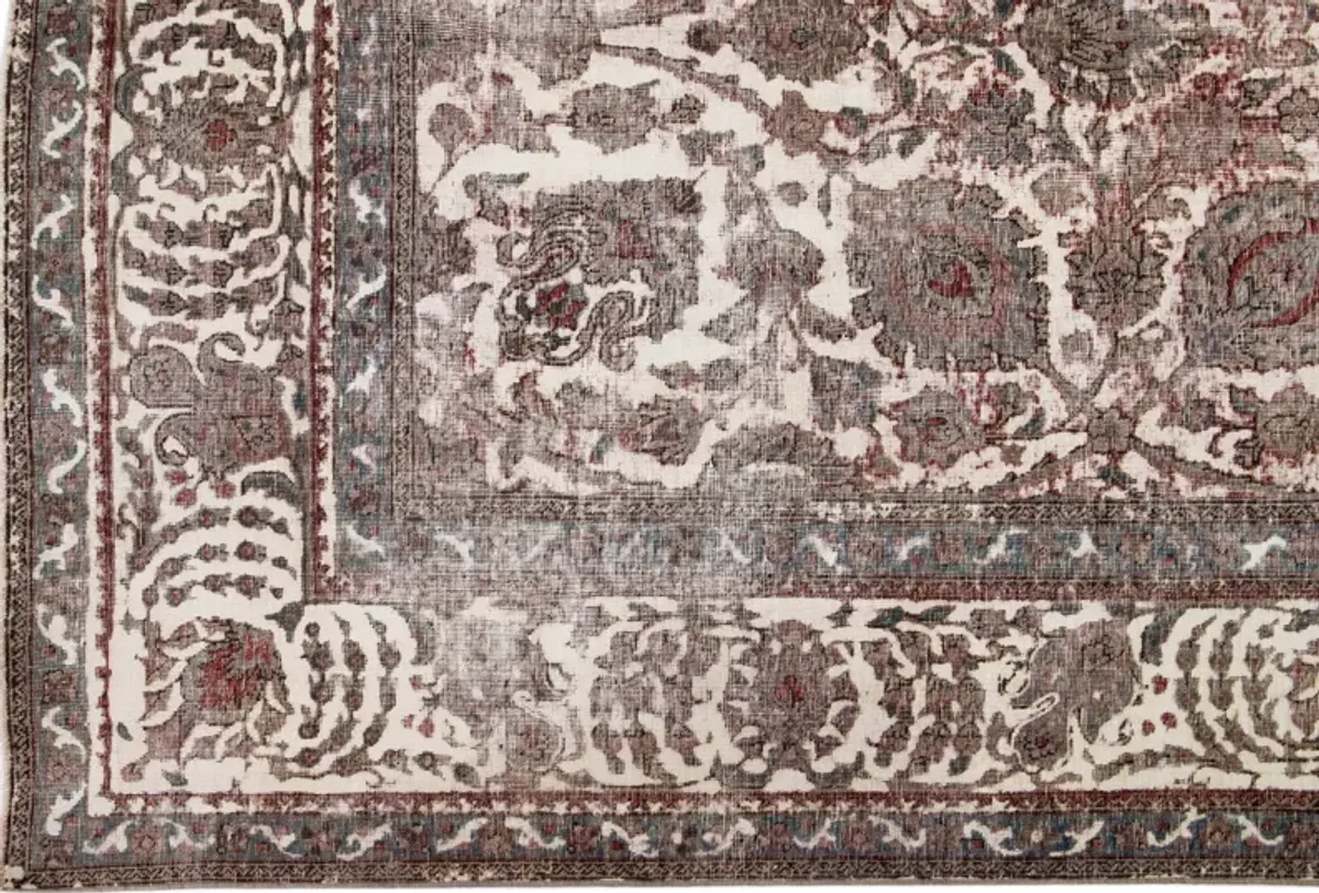 Vintage Persian Floral Rug - Apadana - Brown - Brown