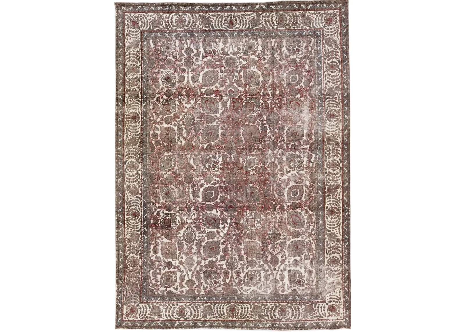 Vintage Persian Floral Rug - Apadana - Brown - Brown