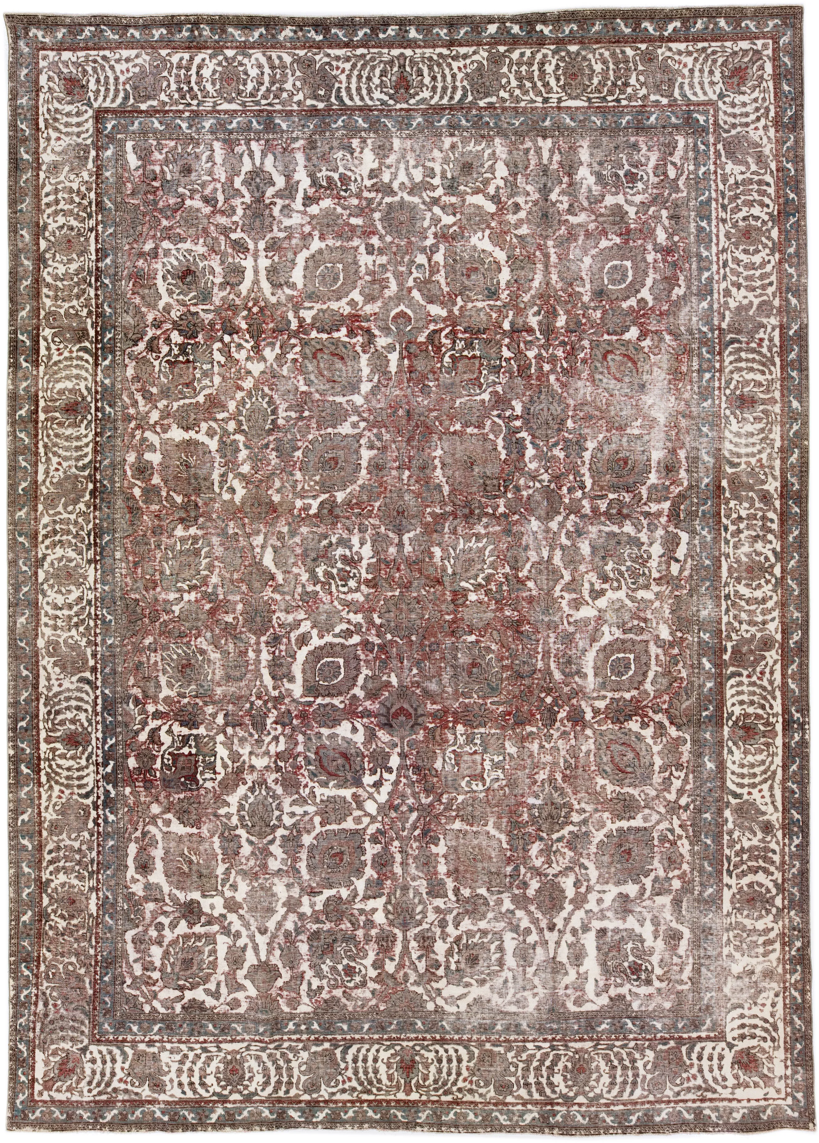 Vintage Persian Floral Rug - Apadana - Brown - Brown