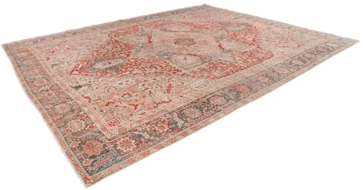 Vintage Persian Heriz Medallion Rug - Apadana - Pink - Pink