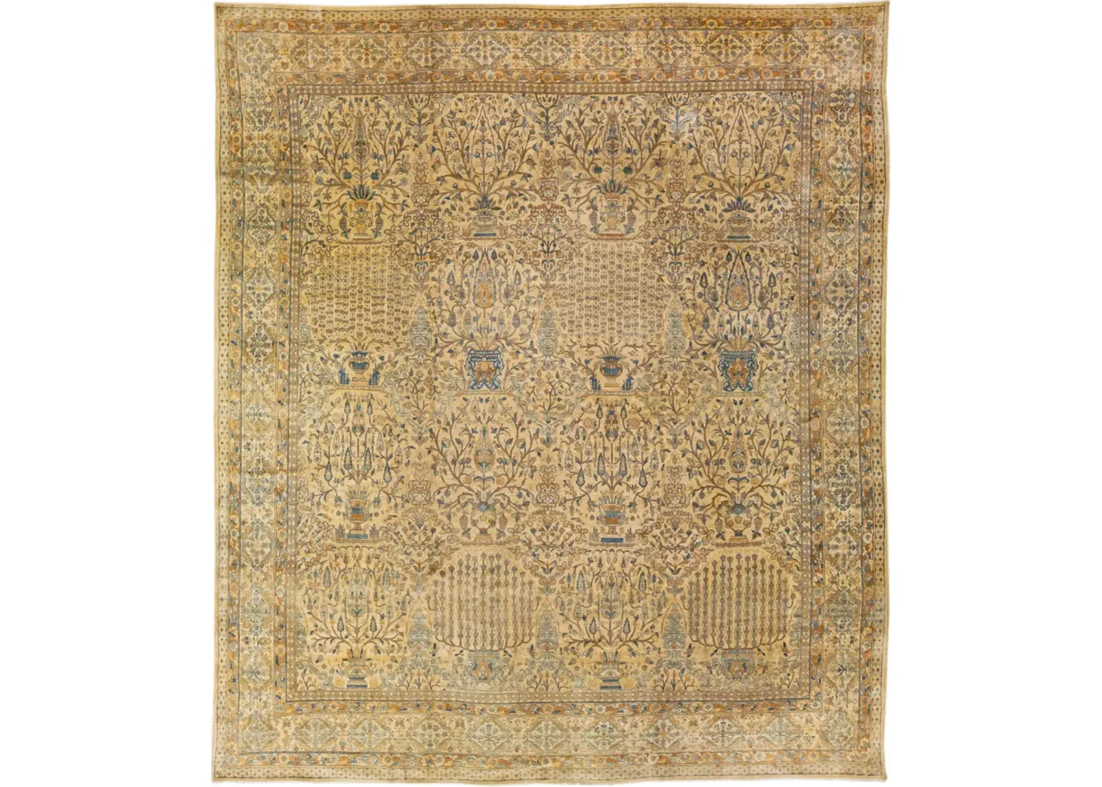 Antique Persian Kerman Floral Rug - Apadana - Gold - Gold