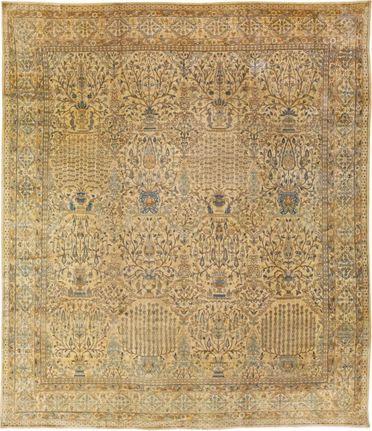 Antique Persian Kerman Floral Rug - Apadana - Gold - Gold