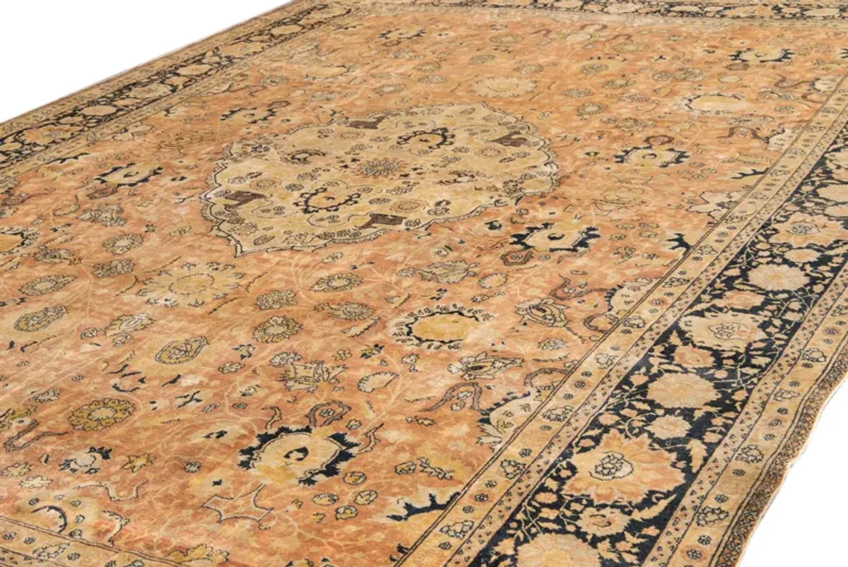 Antique Indian Agra Medallion Rug - Apadana - Orange - Orange