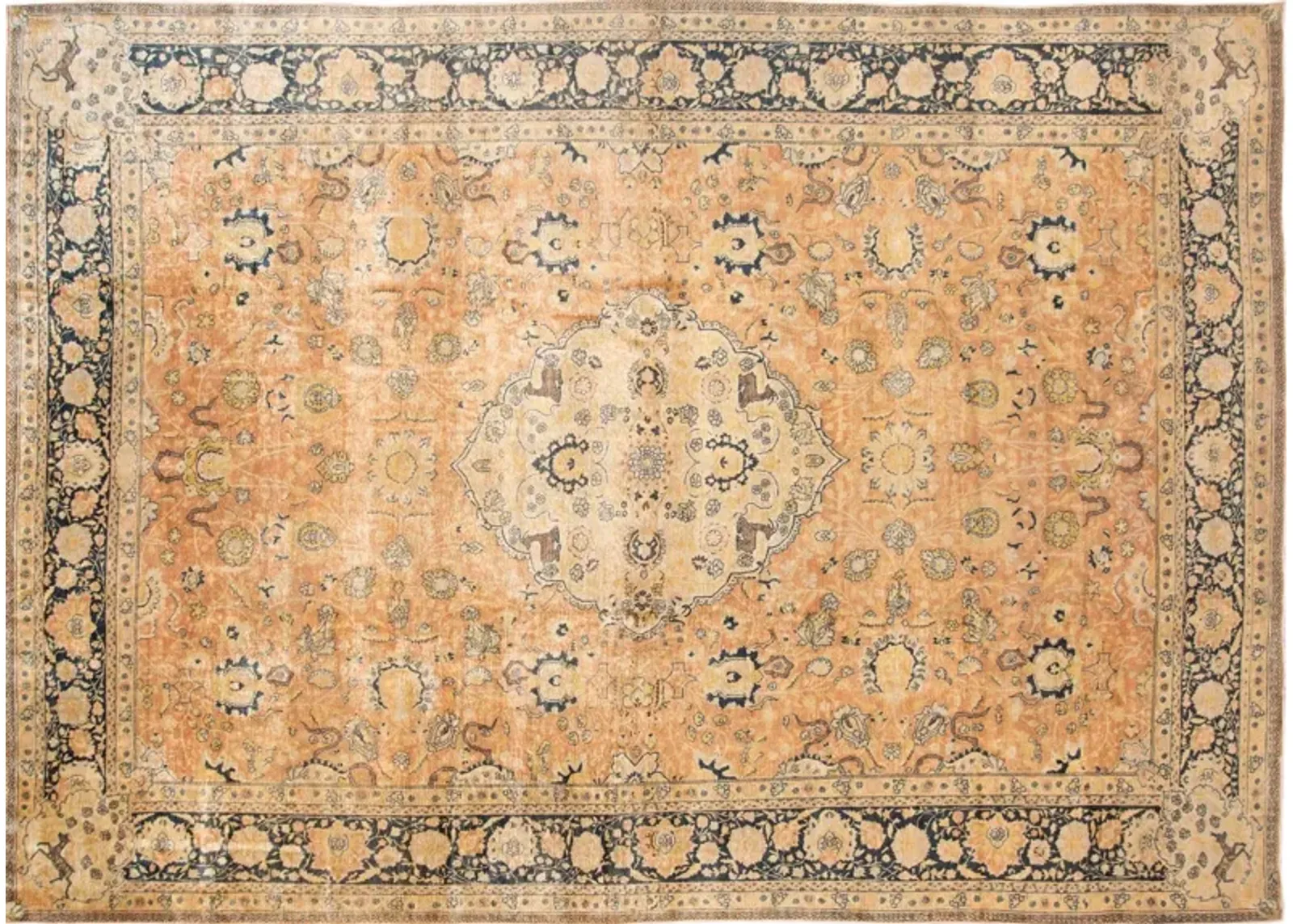 Antique Indian Agra Medallion Rug - Apadana - Orange - Orange