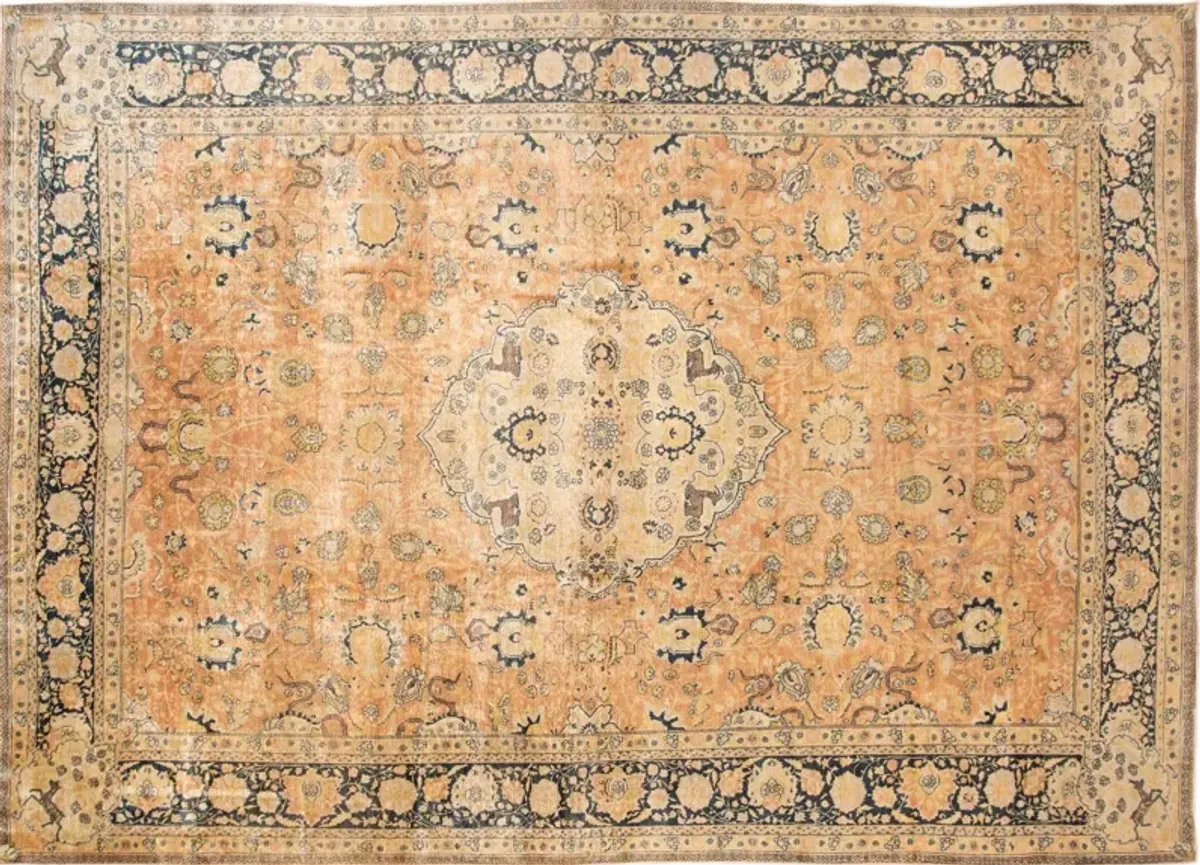 Antique Indian Agra Medallion Rug - Apadana - Orange - Orange