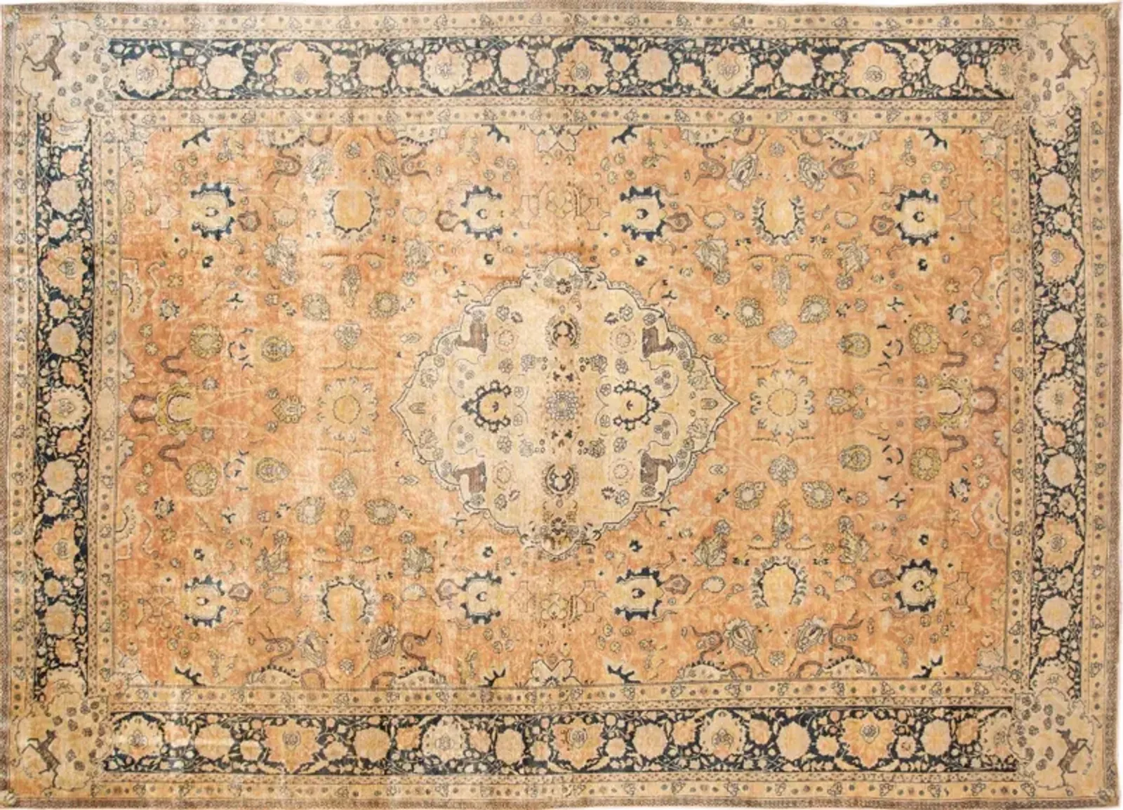 Antique Indian Agra Medallion Rug - Apadana - Orange - Orange