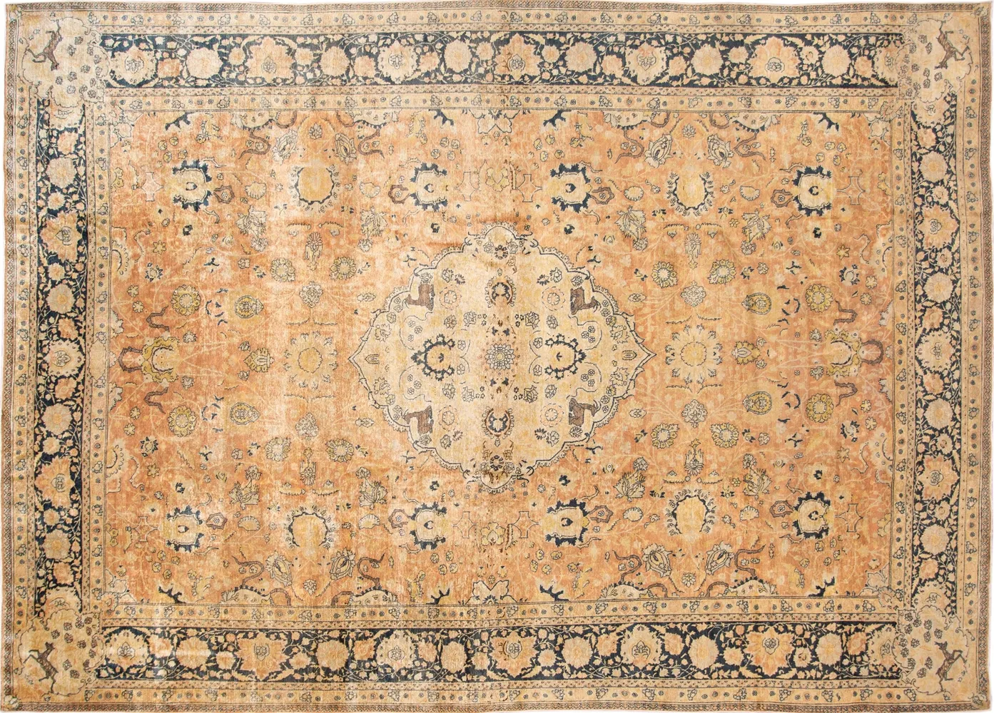 Antique Indian Agra Medallion Rug - Apadana - Orange - Orange