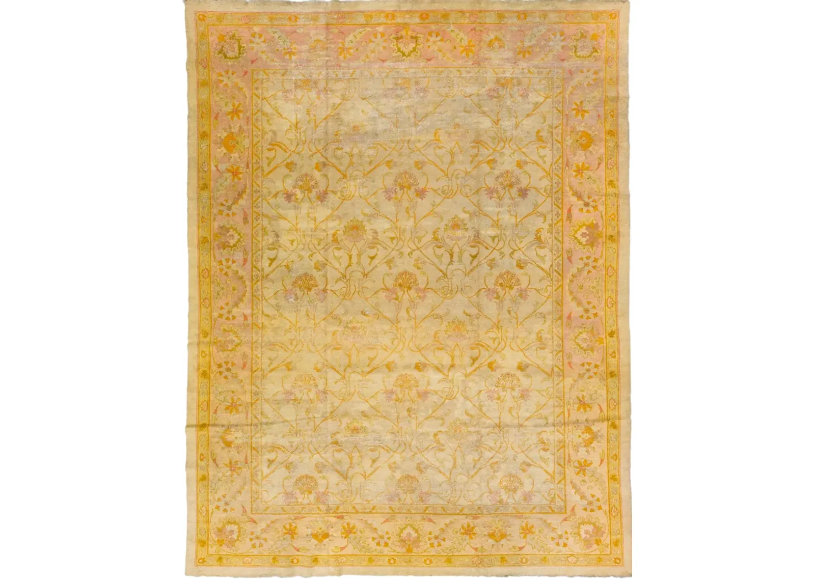 Antique Indian Agra Floral Rug - Apadana - Beige - Beige