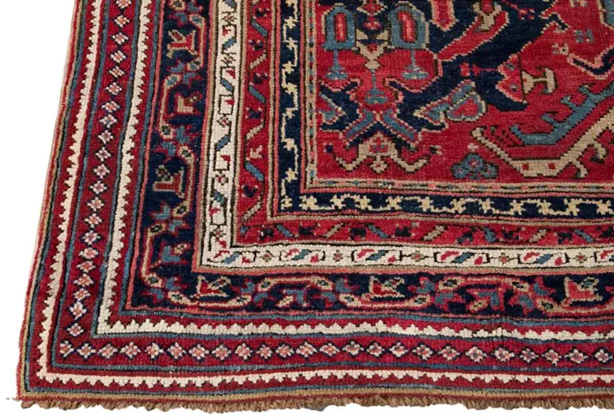 Antique Turkish Oushak Floral Rug - Apadana - Red - Red