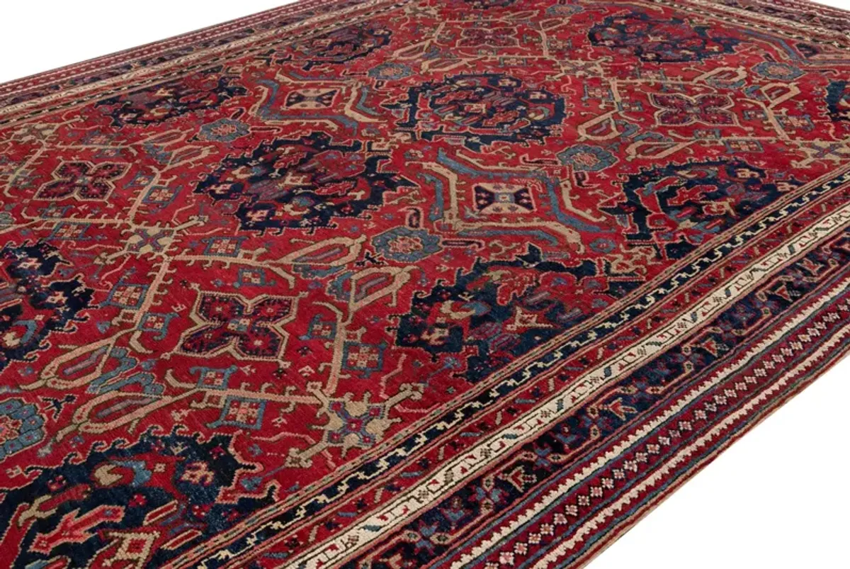 Antique Turkish Oushak Floral Rug - Apadana - Red - Red