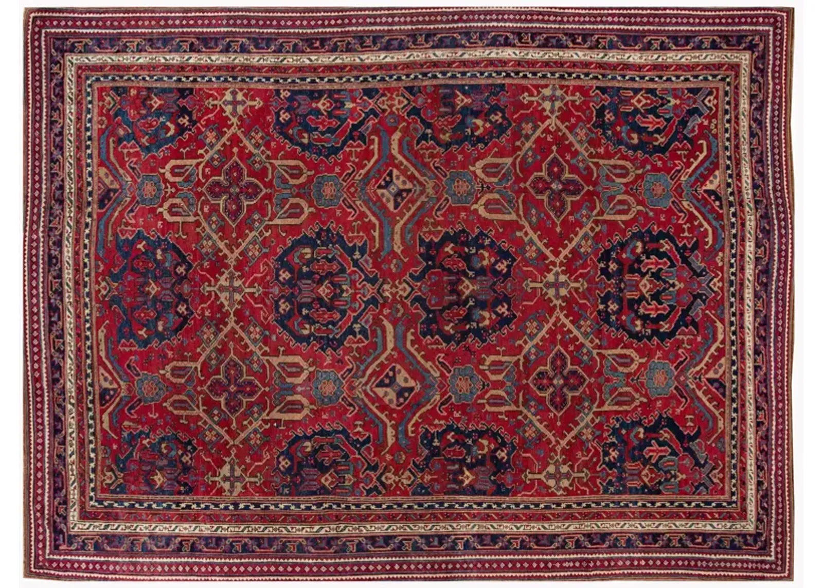 Antique Turkish Oushak Floral Rug - Apadana - Red - Red