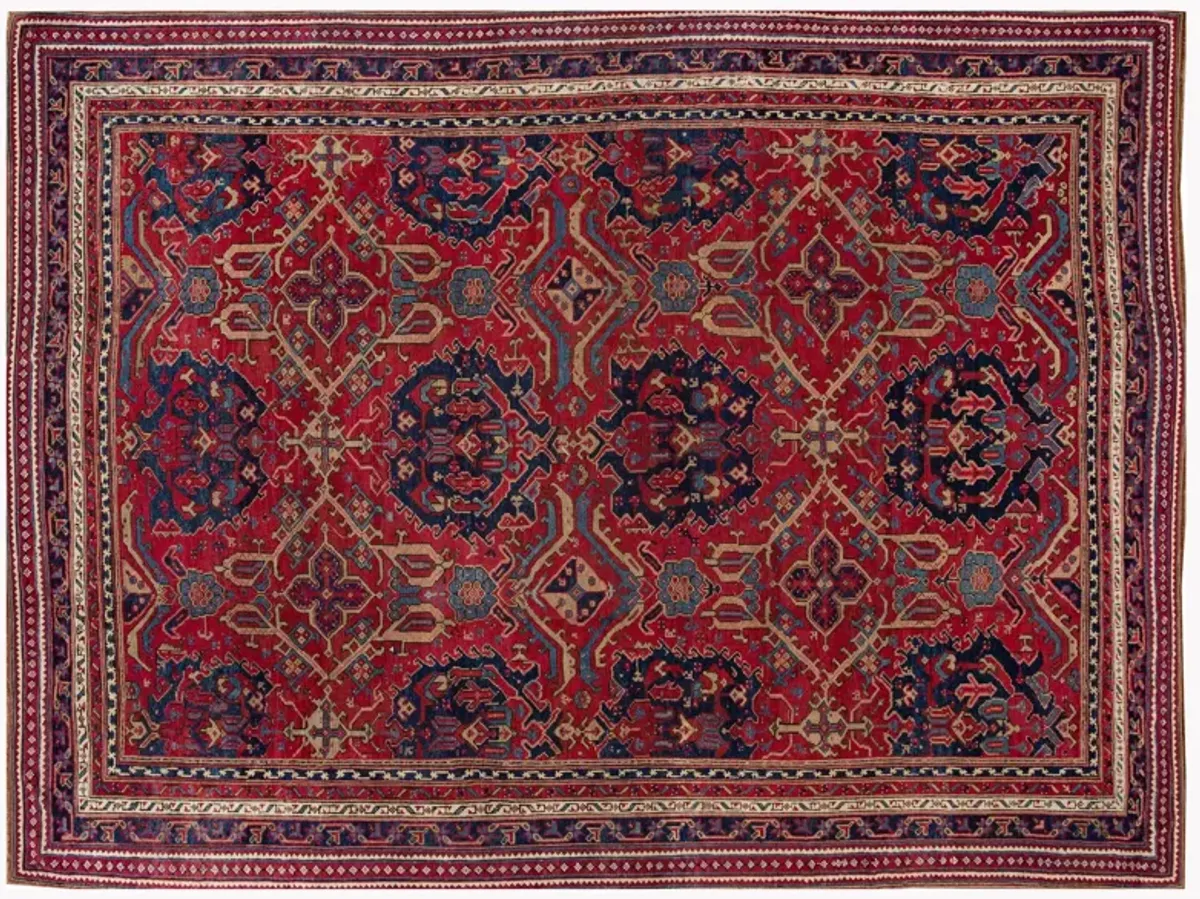 Antique Turkish Oushak Floral Rug - Apadana - Red - Red