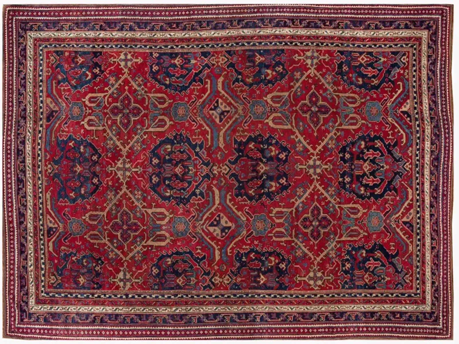 Antique Turkish Oushak Floral Rug - Apadana - Red - Red