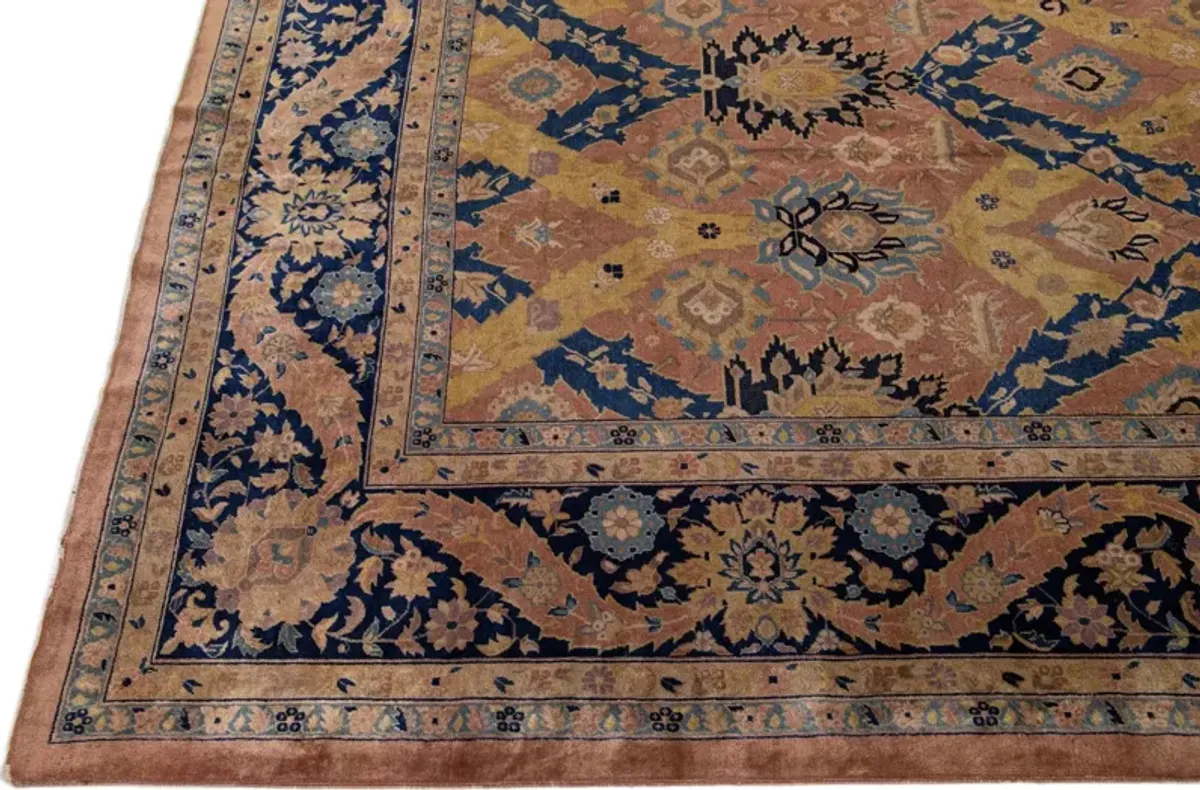 Antique Indian Agra Floral Rug - Apadana - Beige - Beige