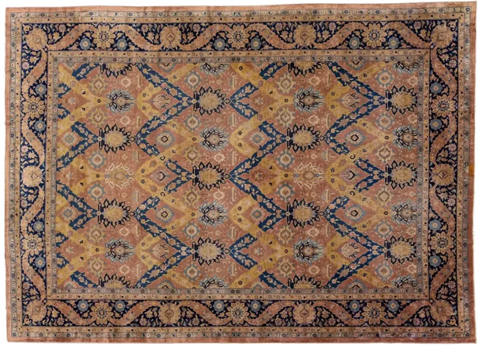 Antique Indian Agra Floral Rug - Apadana - Beige - Beige