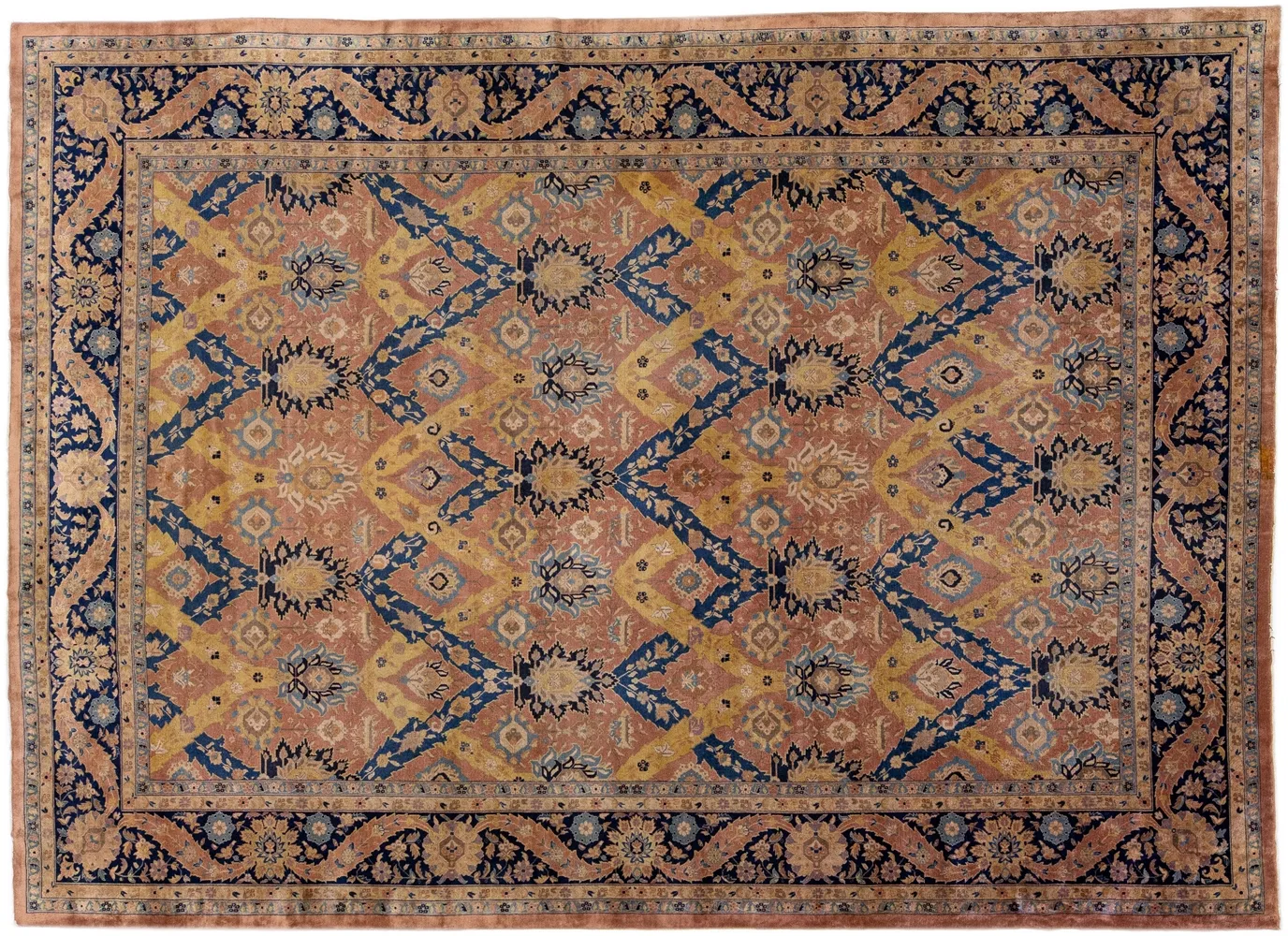 Antique Indian Agra Floral Rug - Apadana - Beige - Beige