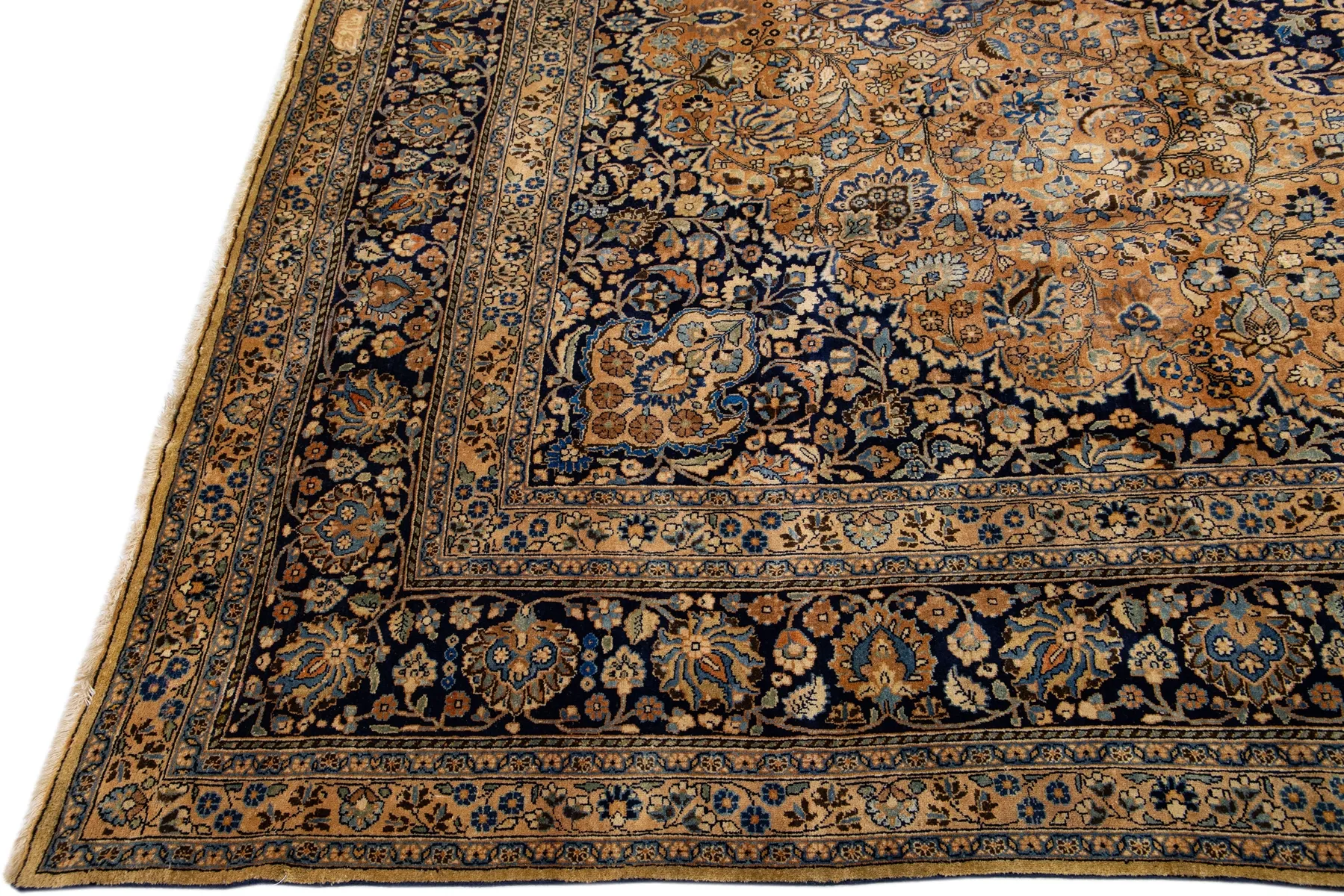 Antique Persian Mashad Medallion Rug - Apadana - Brown - Brown