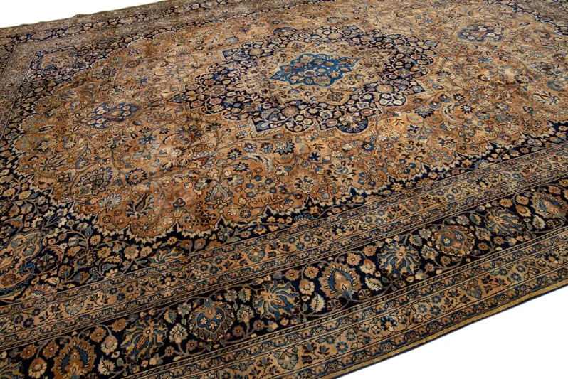 Antique Persian Mashad Medallion Rug - Apadana - Brown - Brown