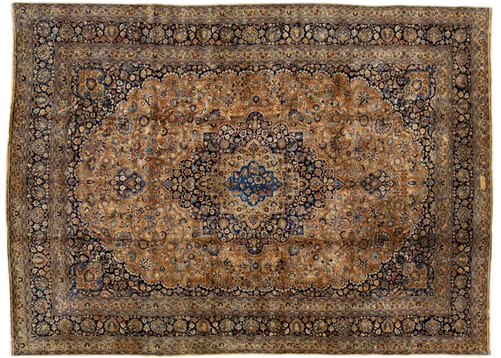 Antique Persian Mashad Medallion Rug - Apadana - Brown - Brown