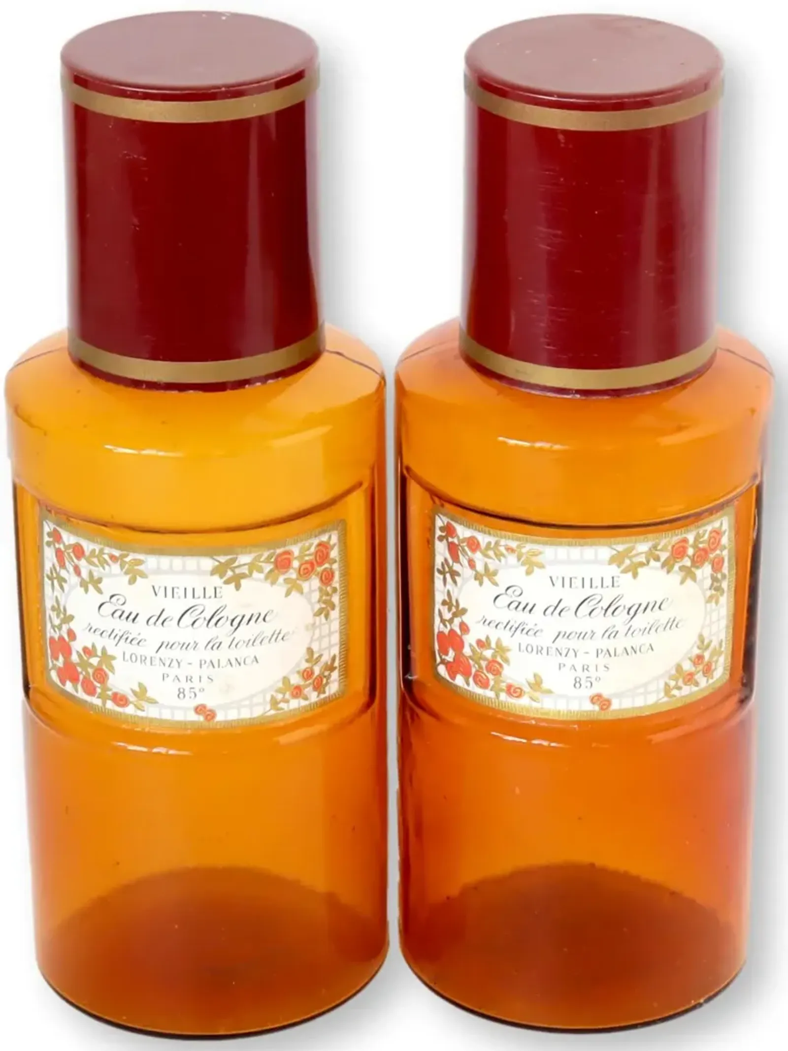 French Pharmacy Apothecary Bottles - Set of 2 - Rose Victoria - Orange