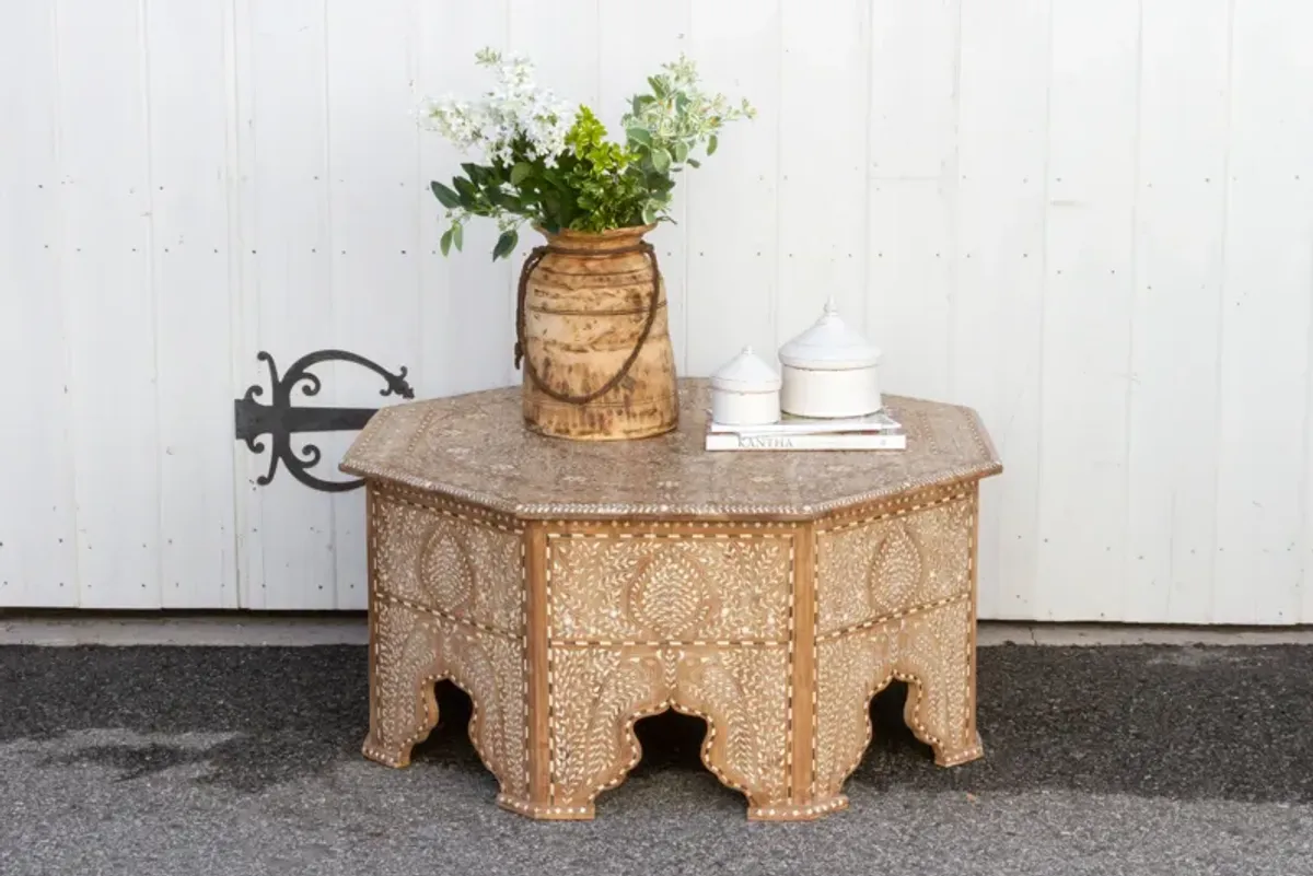 Large Anglo-Indian Inlay Coffee Table - de-cor - Brown