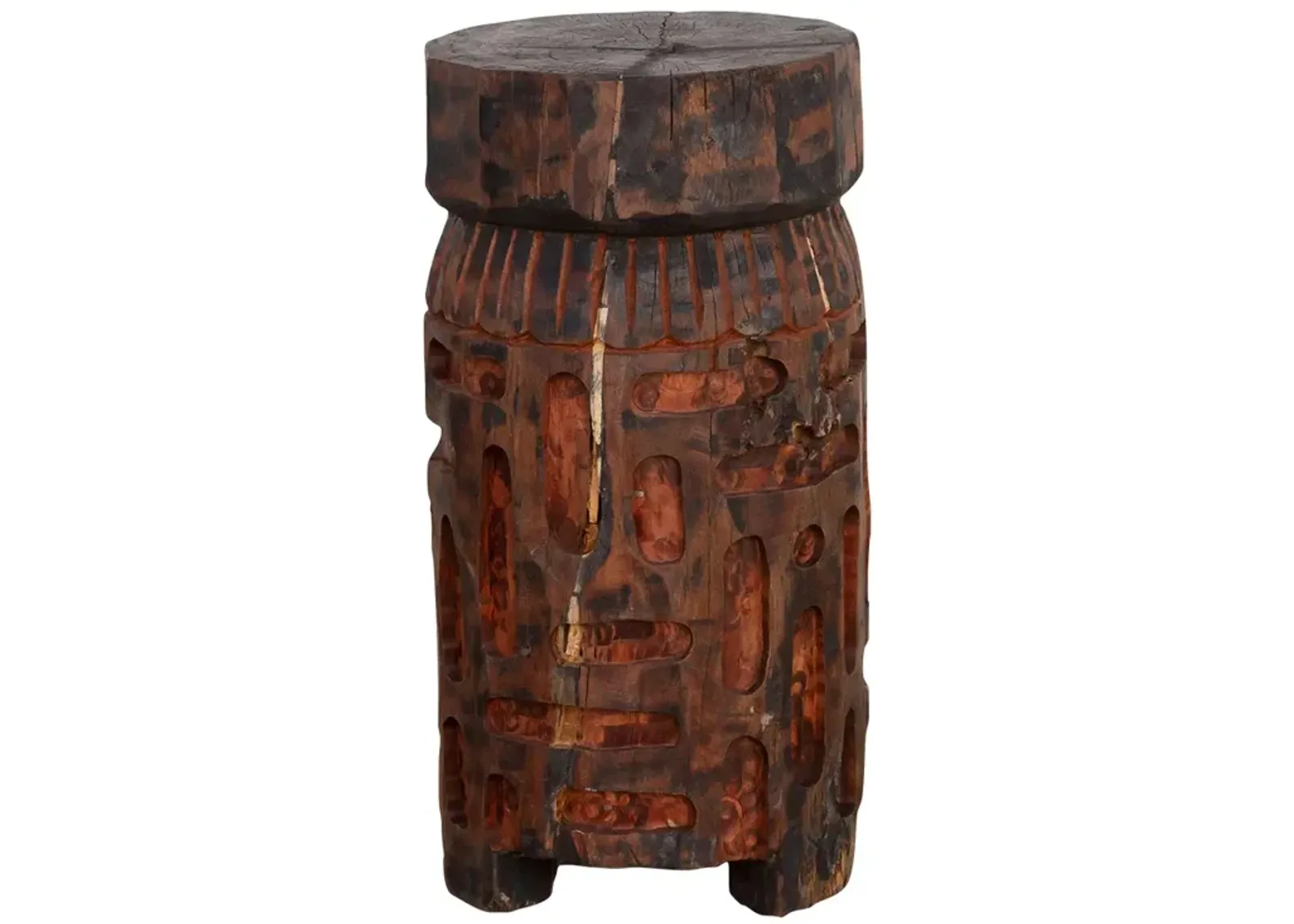 Naga Tribal Carved Stool - de-cor - Brown