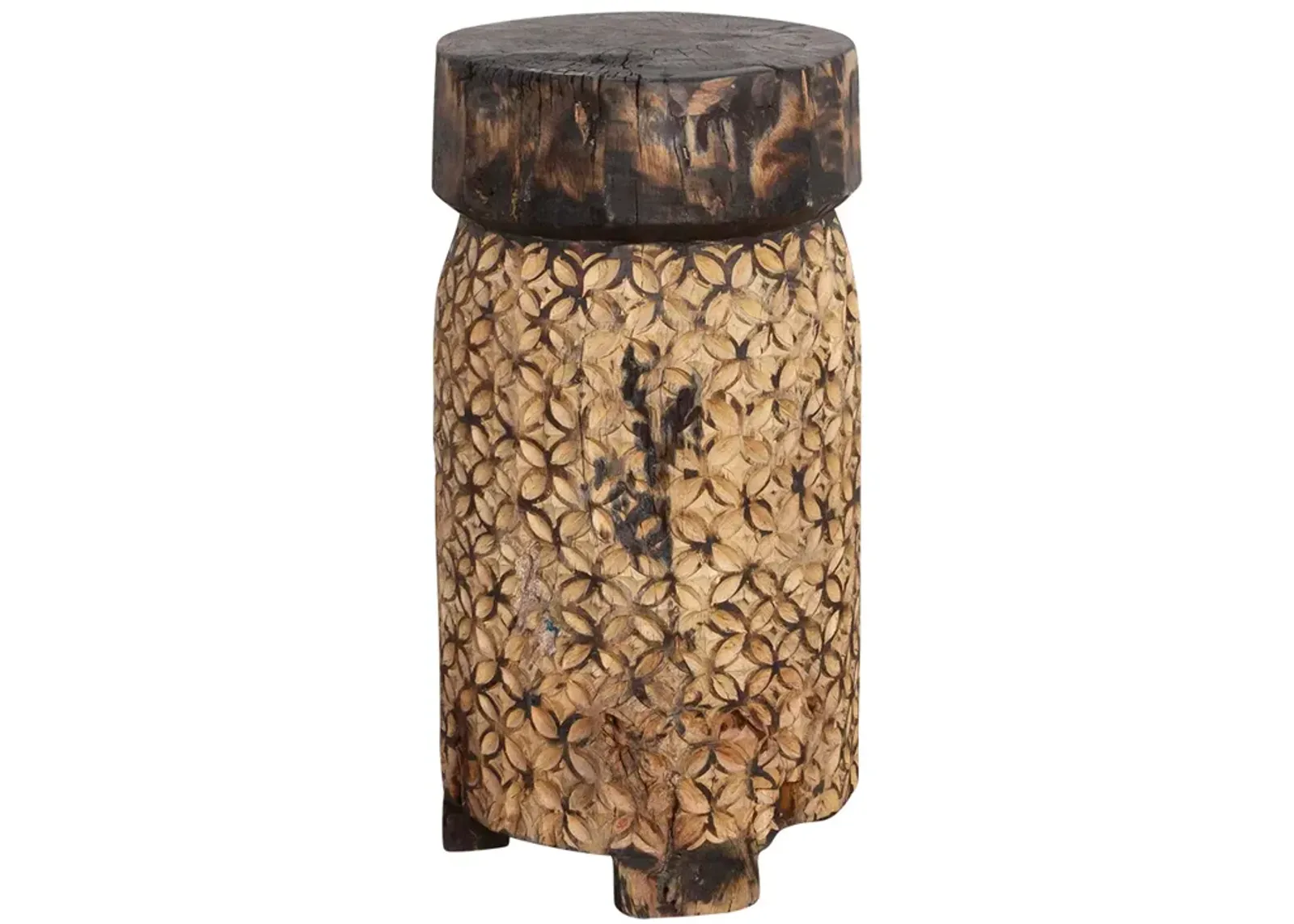 Naga Konyak Tribal Carved Stool - de-cor - Black