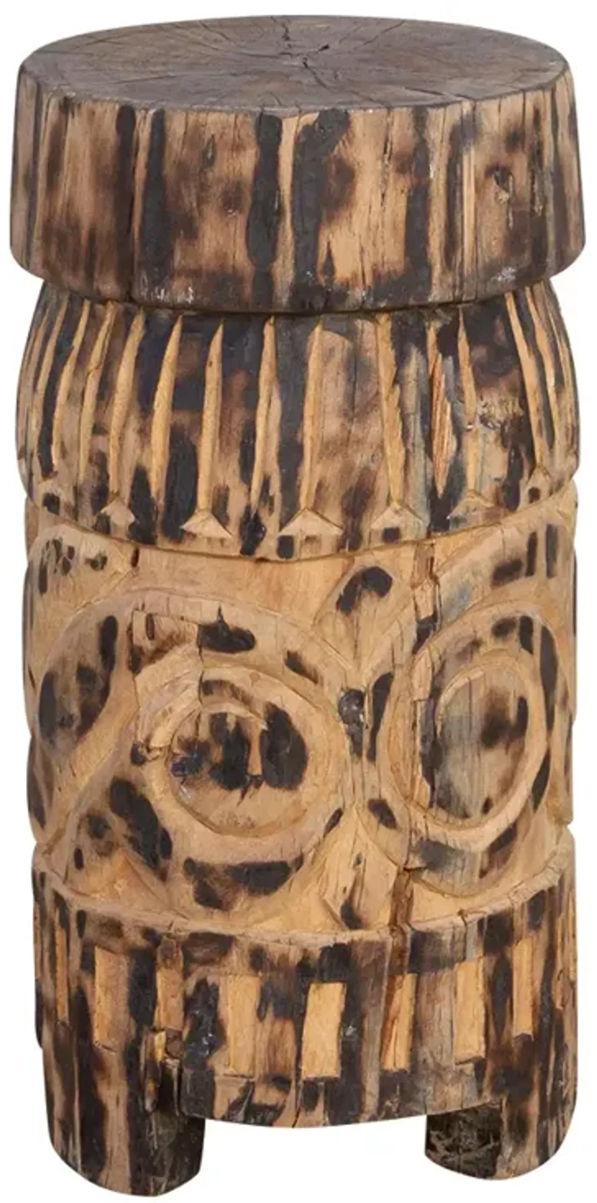 Naga Carved Tribal End Table - de-cor - Brown