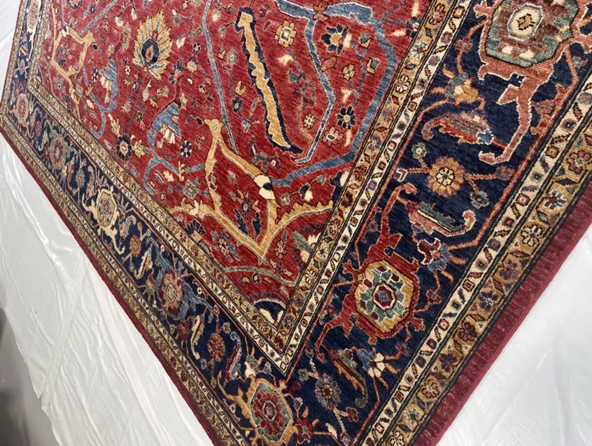 9" x 12" Heriz Rug - Red/Blue - F.J. Kashanian - Red