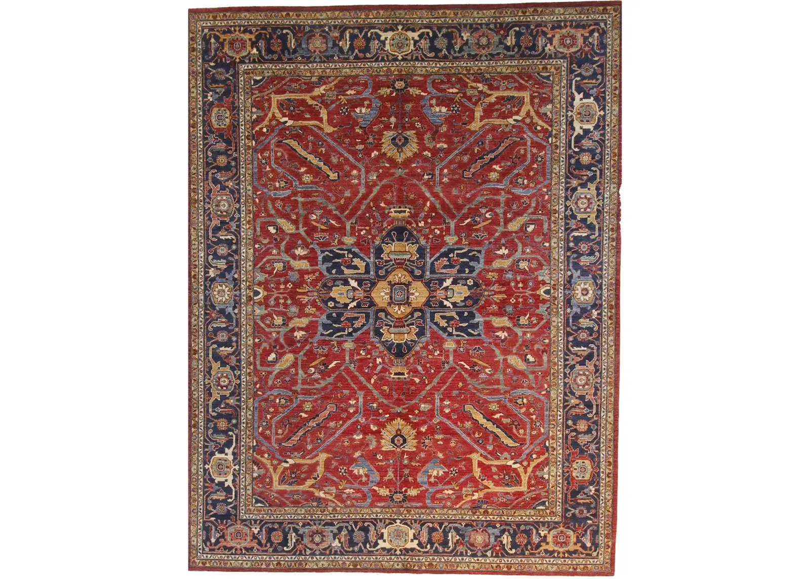 9" x 12" Heriz Rug - Red/Blue - F.J. Kashanian - Red