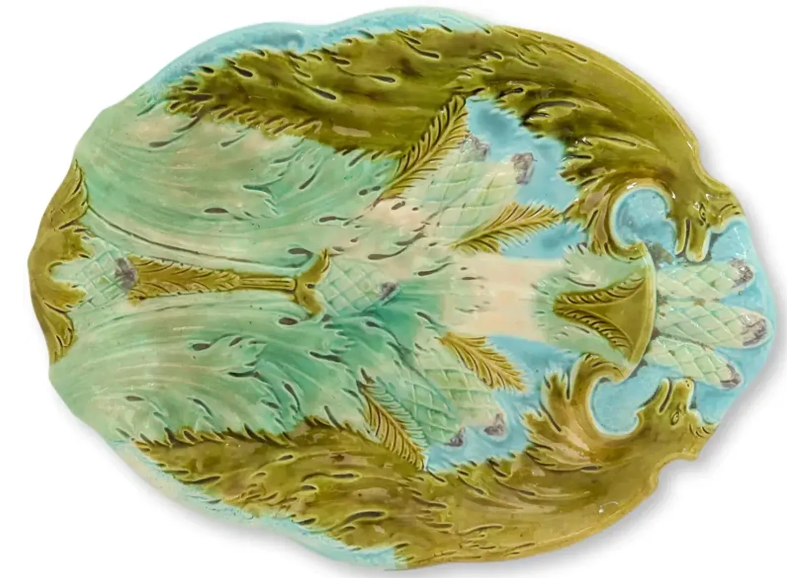 French Majolica Asparagus Platter - New England Mercantile - Green