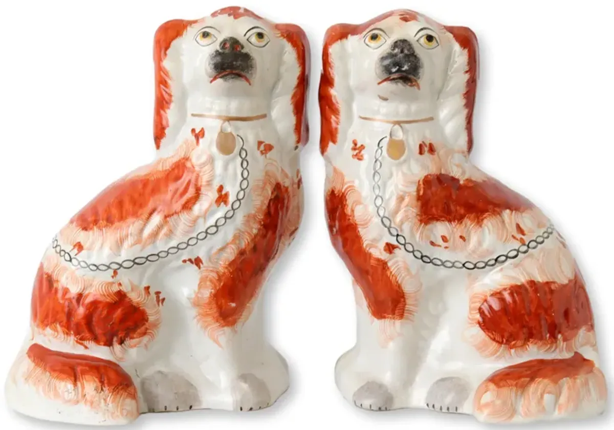 Small Staffordshire Spaniel Dogs - Set of 2 - New England Mercantile - Orange