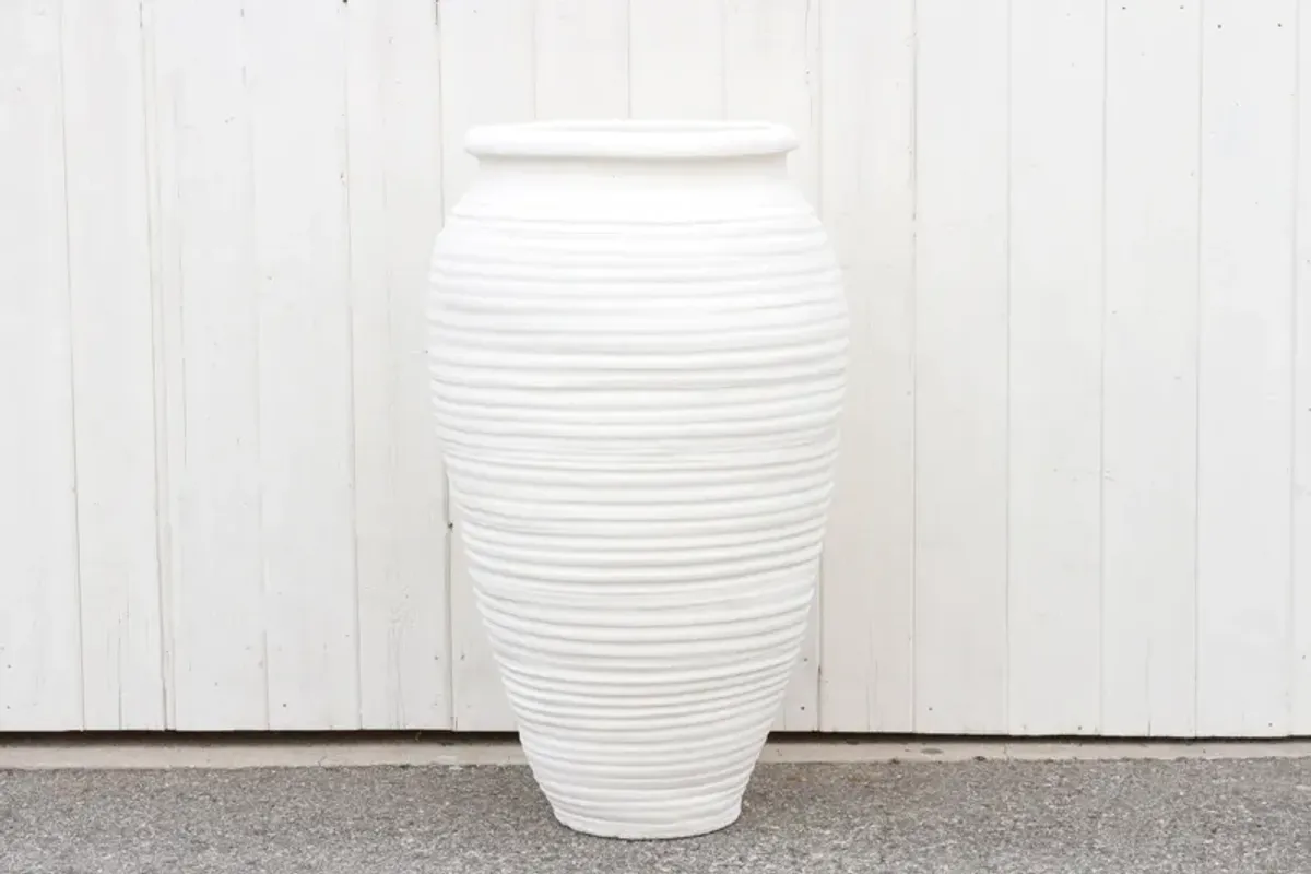 Tall Terracotta White Outdoor Planter - de-cor - 22" l x 22" w x 46" h