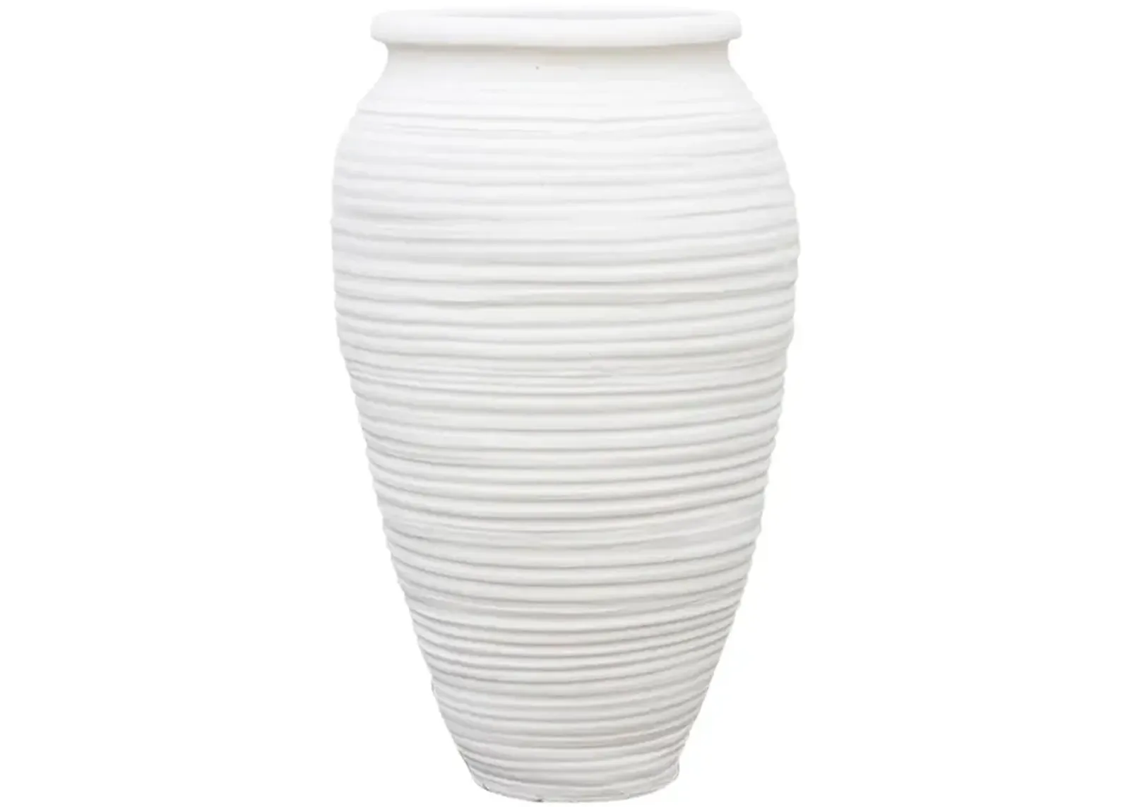 Tall Terracotta White Outdoor Planter - de-cor - 22" l x 22" w x 46" h