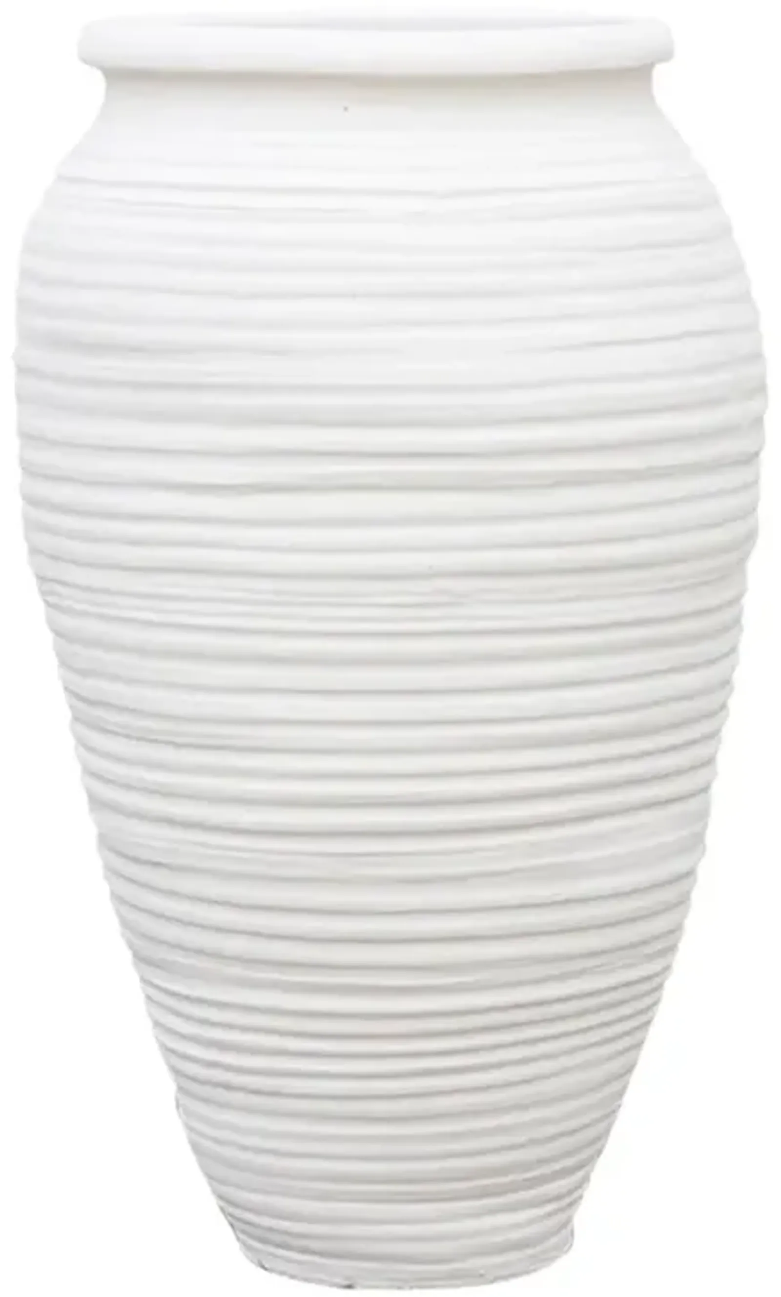 Tall Terracotta White Outdoor Planter - de-cor - 22" l x 22" w x 46" h