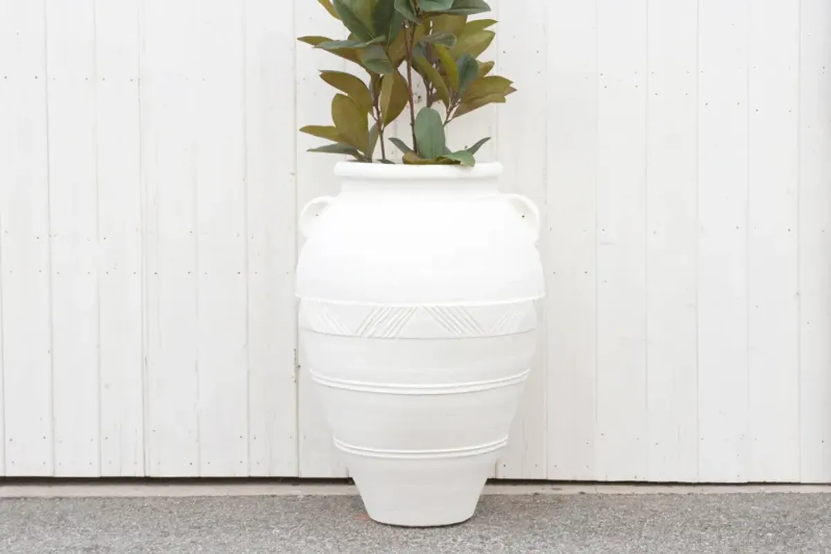 Large Mediterranean White Outdoor Planter - de-cor - 31" l x 31" w x 45" h