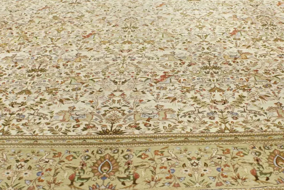 Vintage Persian Tabriz Rug - 14'7 x 21'9 - Esmaili Rugs & Antiques - Beige - Beige