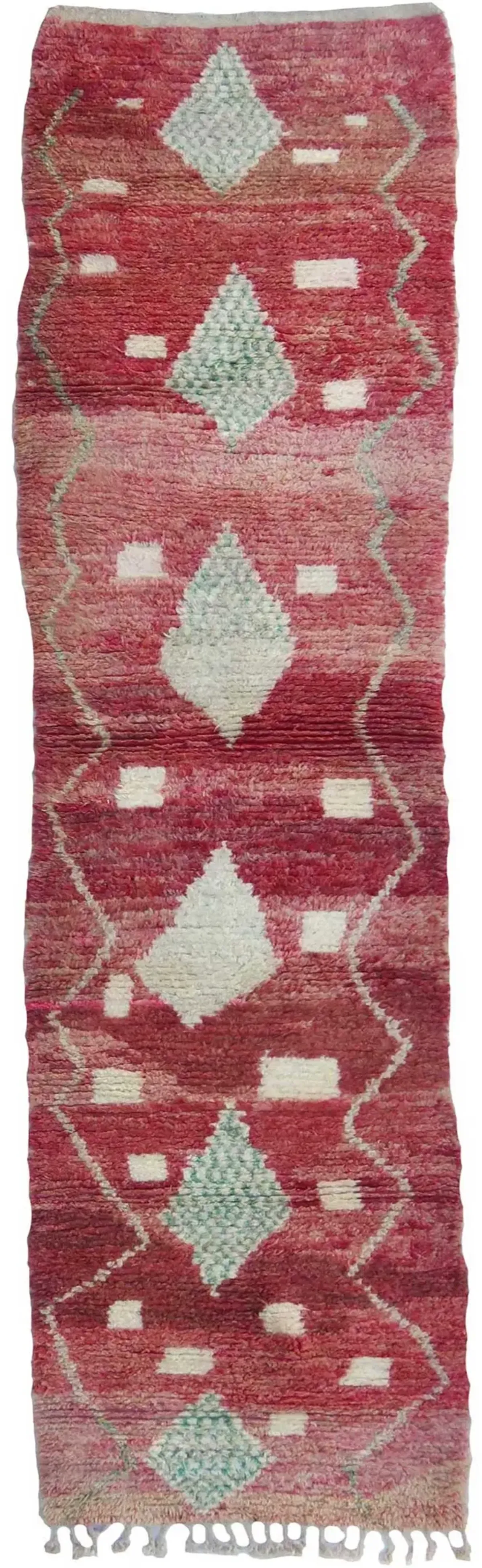 Terracotta and Sage Green Vintage Runner - Habibi Imports - Pink