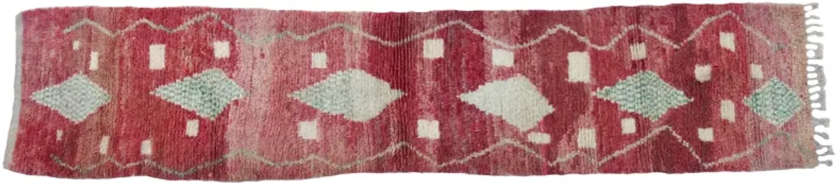 Terracotta and Sage Green Vintage Runner - Habibi Imports - Pink