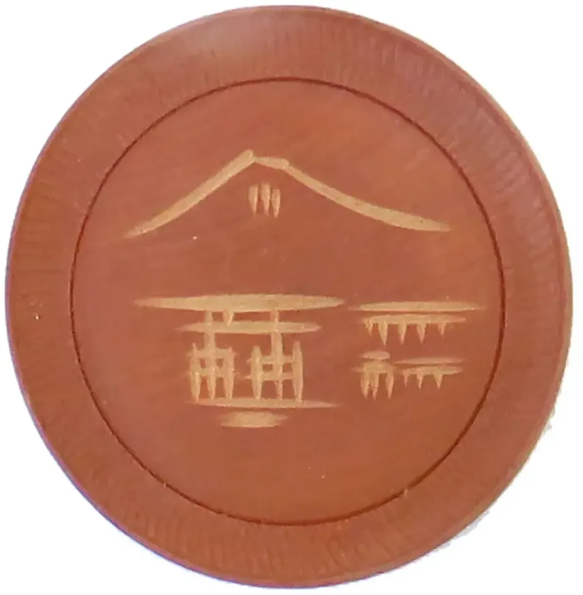 Asian MCM Teak Mt. Fuji Coasters - Set of 8 - Chez Vous - brown