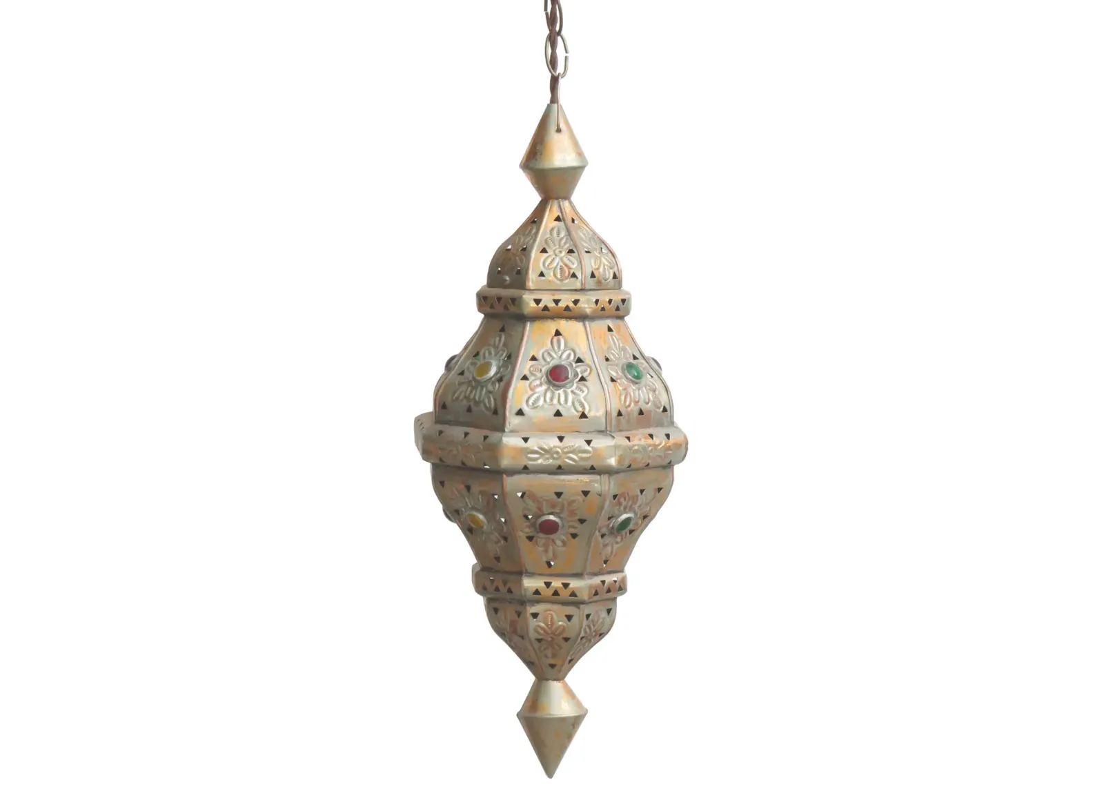 Boho Chic Moroccan Hanging Lantern Light - Chez Vous - Brown