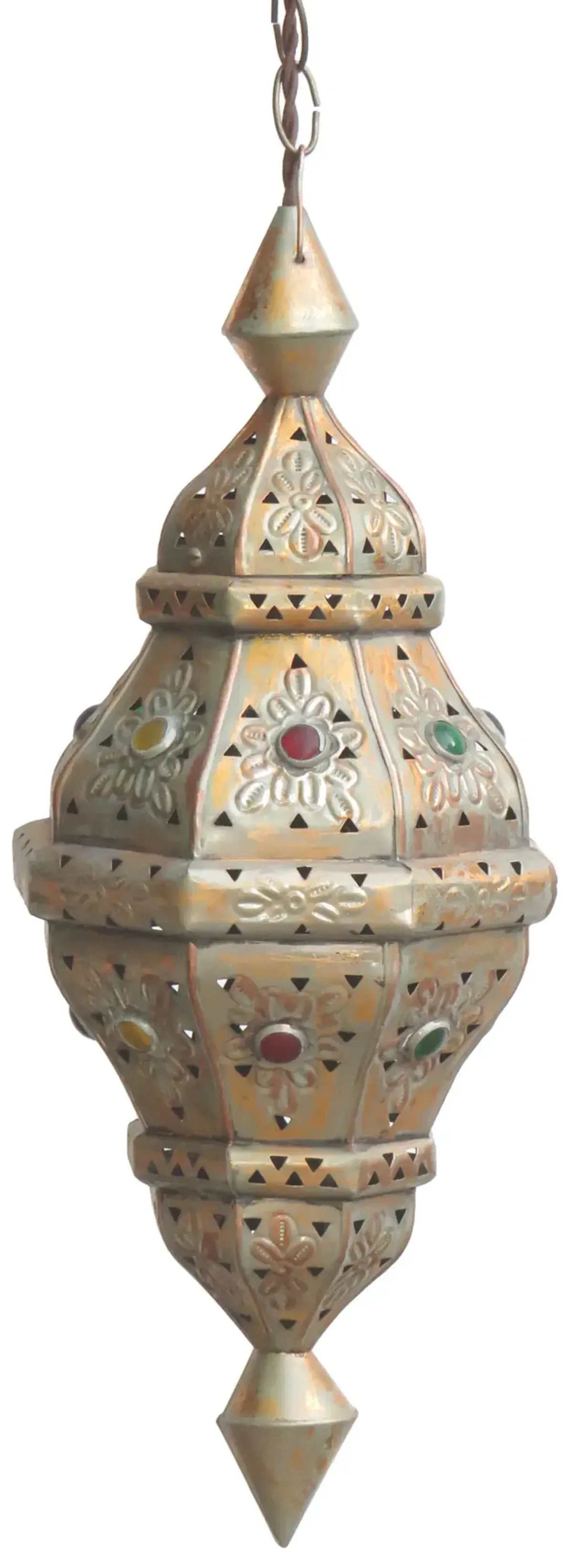 Boho Chic Moroccan Hanging Lantern Light - Chez Vous - Brown