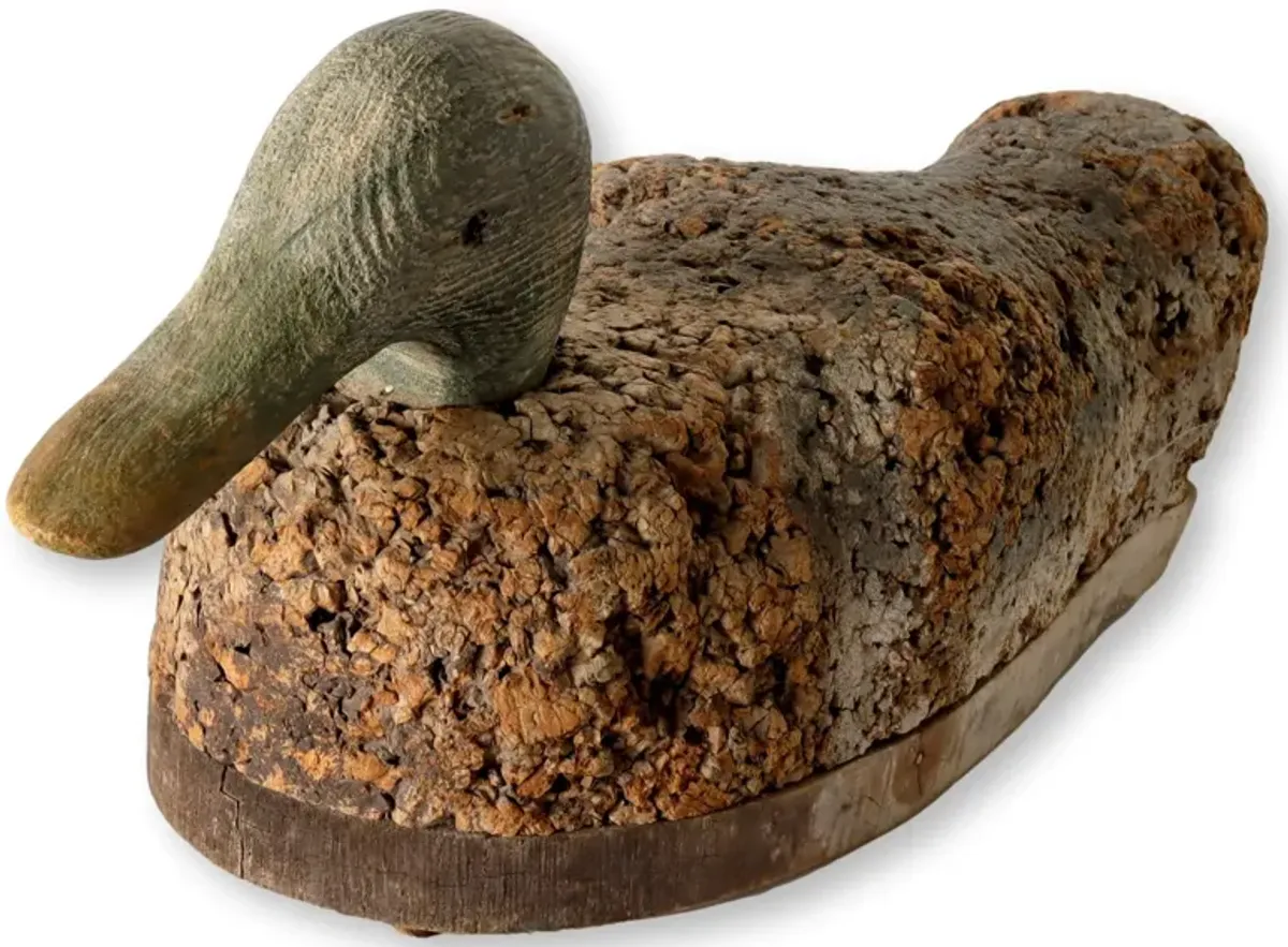 Antique New England Cork Duck Decoy - New England Mercantile - Brown