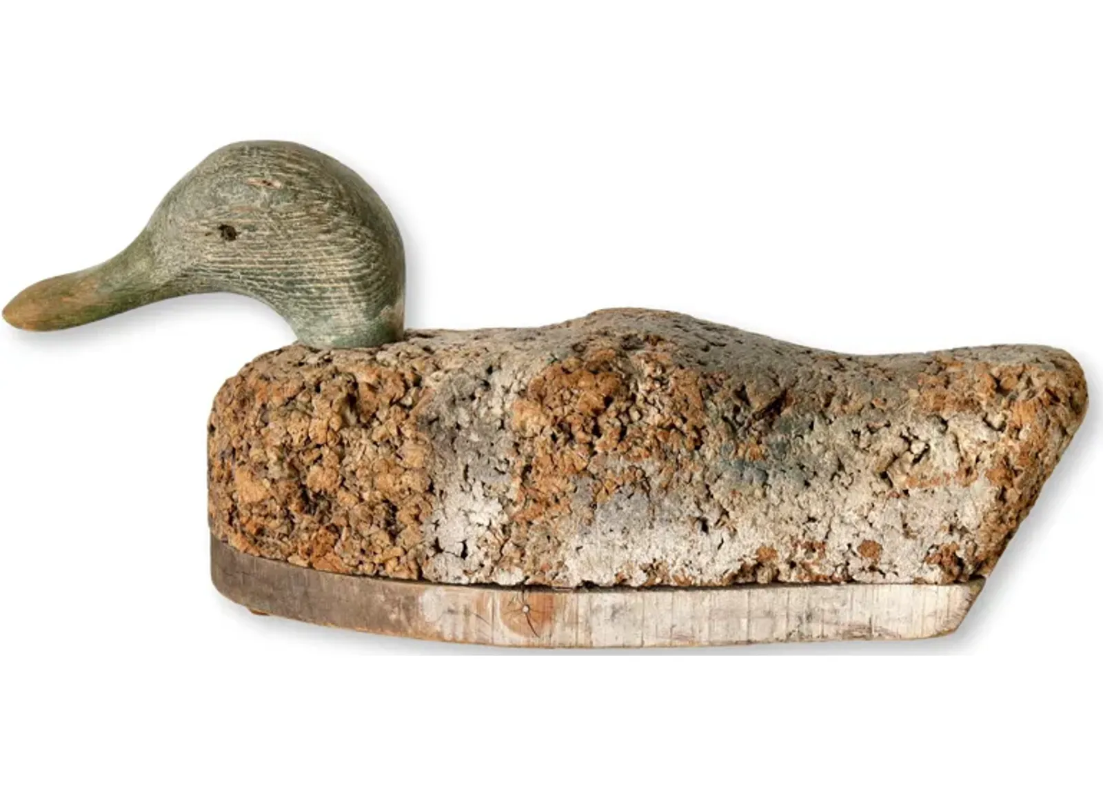 Antique New England Cork Duck Decoy - New England Mercantile - Brown