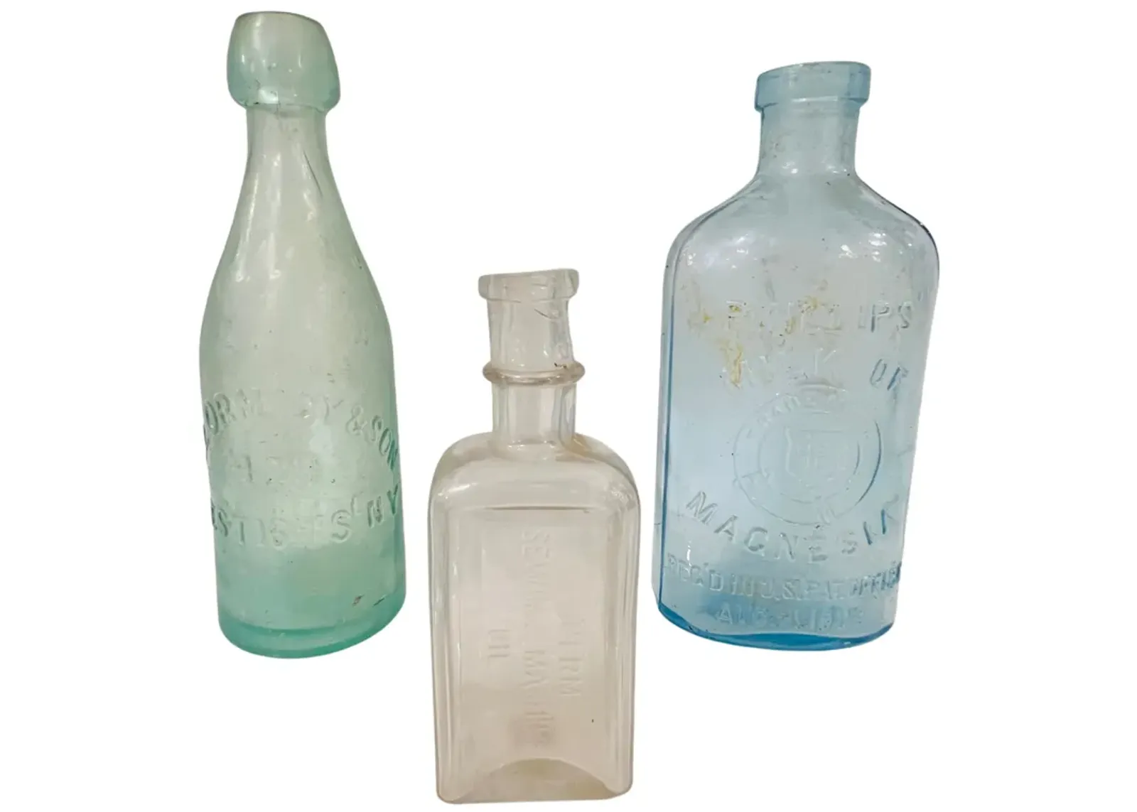 Early 20th C New York City Glass Bottles - Eat Drink Home - Blue