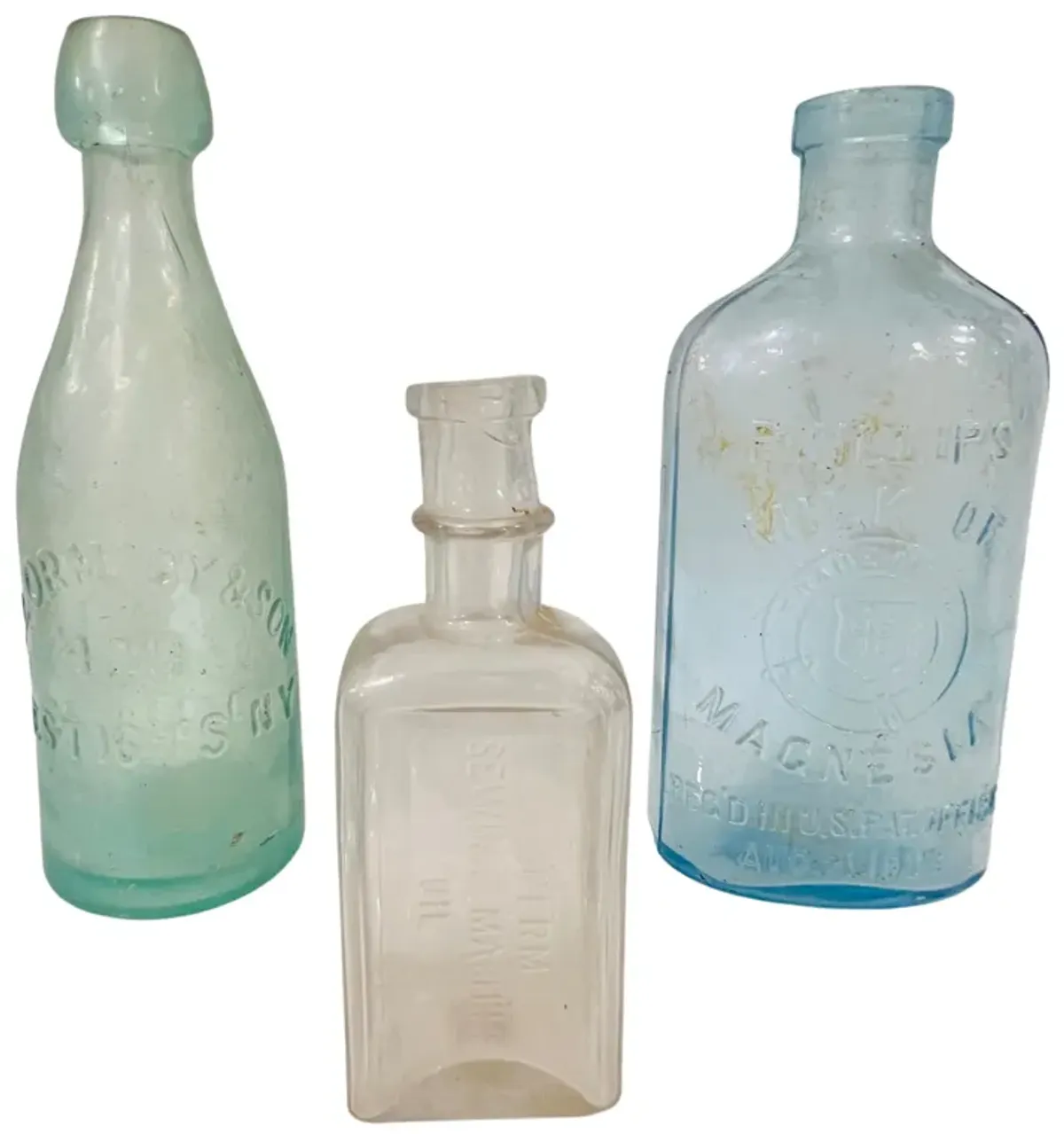 Early 20th C New York City Glass Bottles - Eat Drink Home - Blue