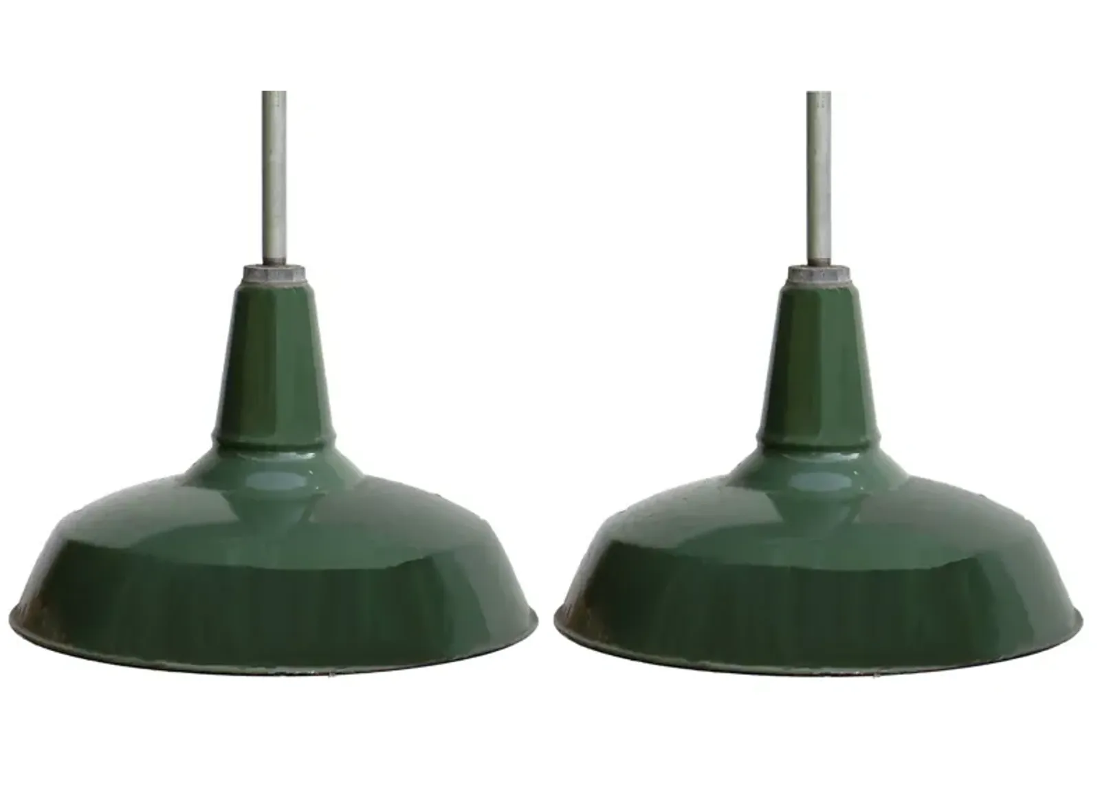 Vintage Industrial Pendant Lights - Set of 2 - Chez Vous - Green