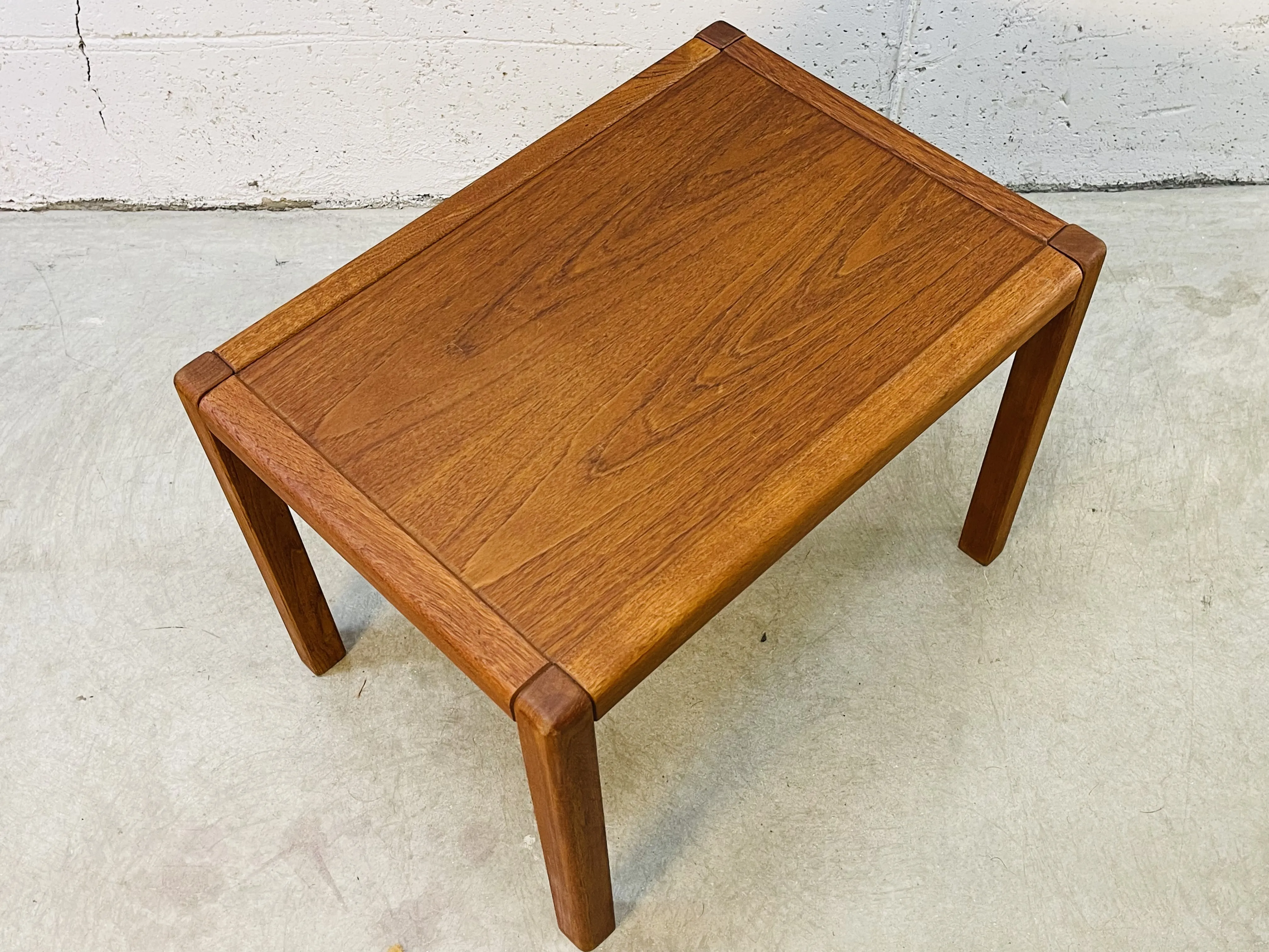 Teak Rectangular Side Table - 2-b-Modern - Brown