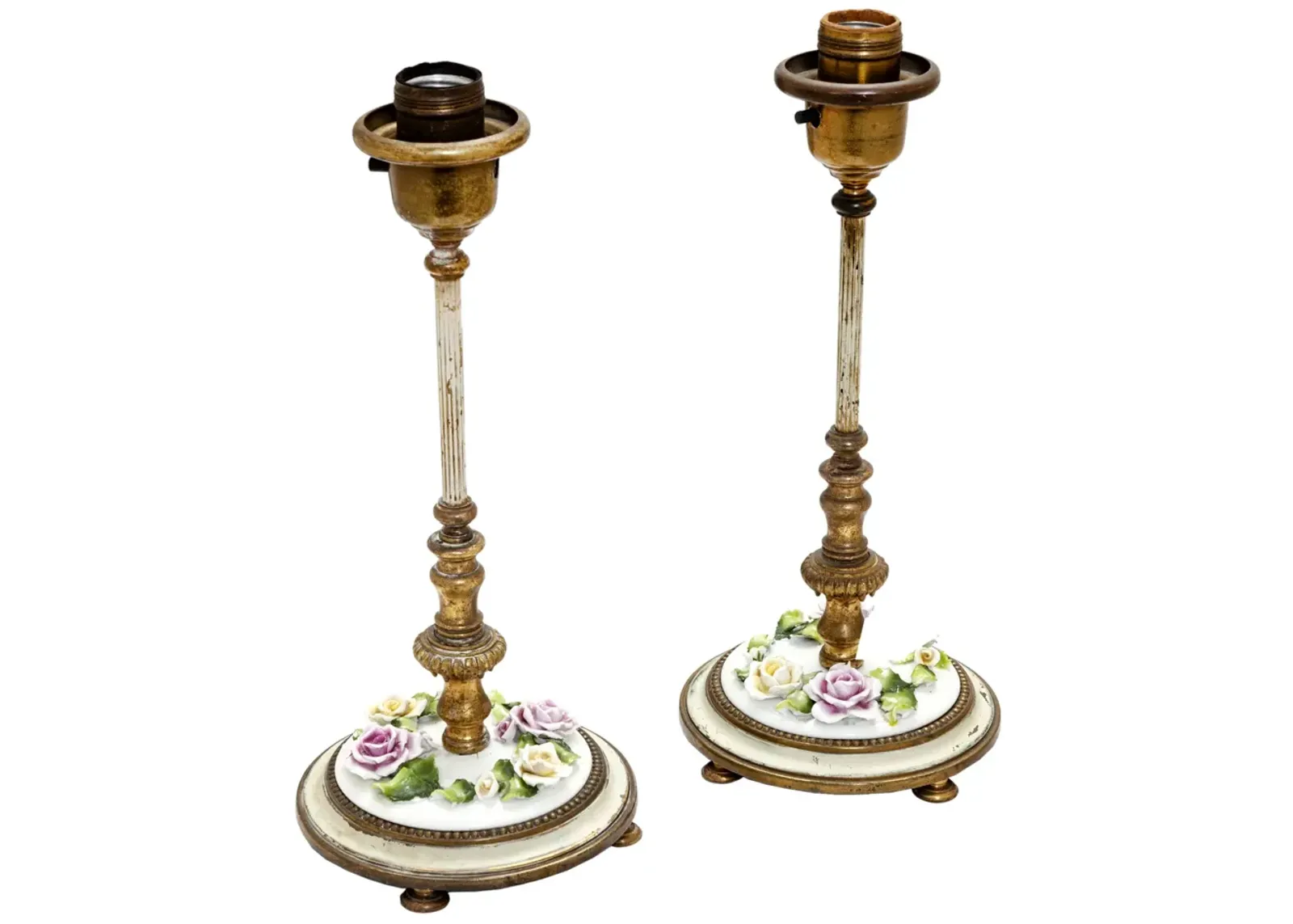 German Candlestick Lamps/Flowers - pr - Fleur de Lex Antiques